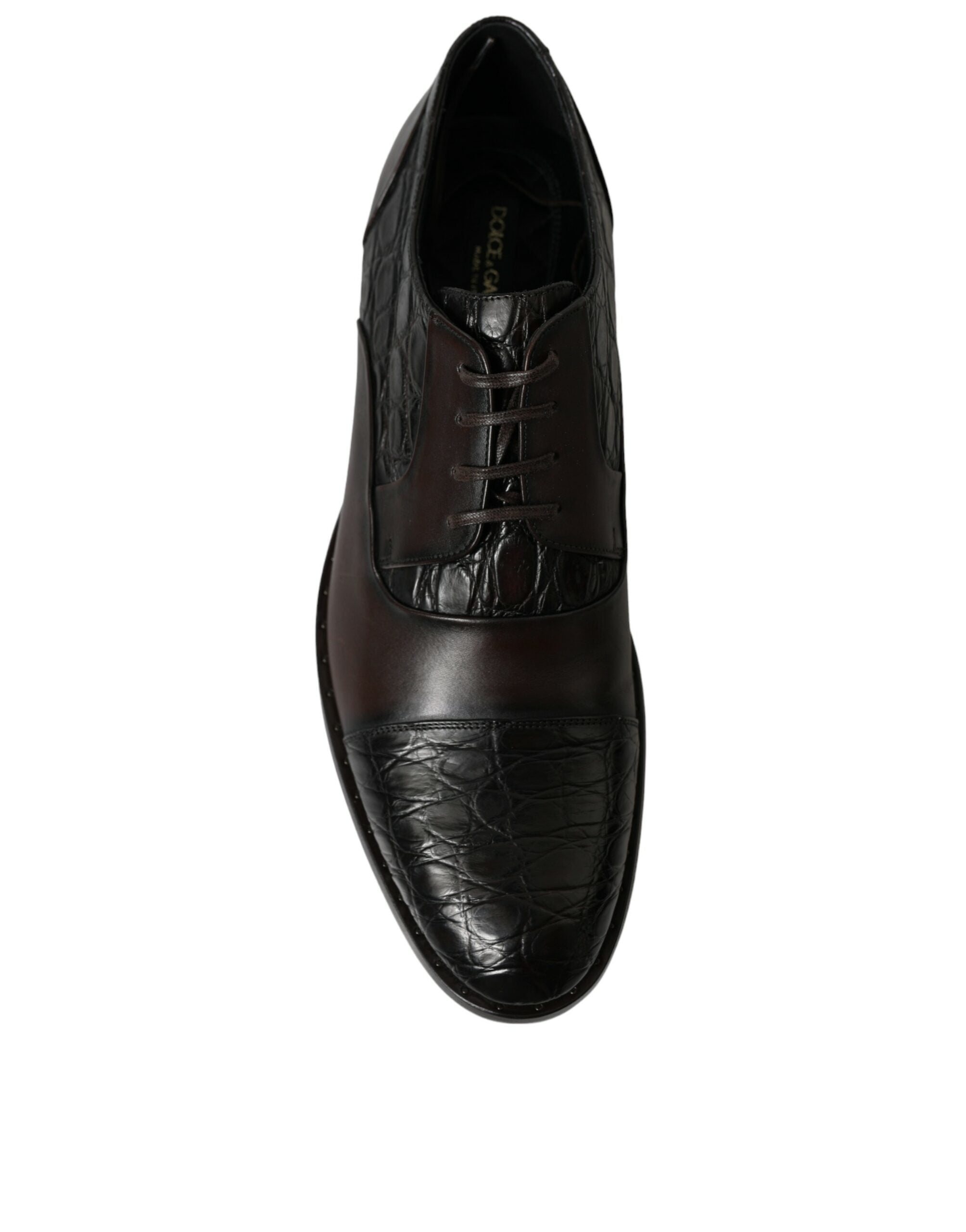 Dolce & Gabbana Braunes Exotisches Leder Formelle Herren Anzugschuhe