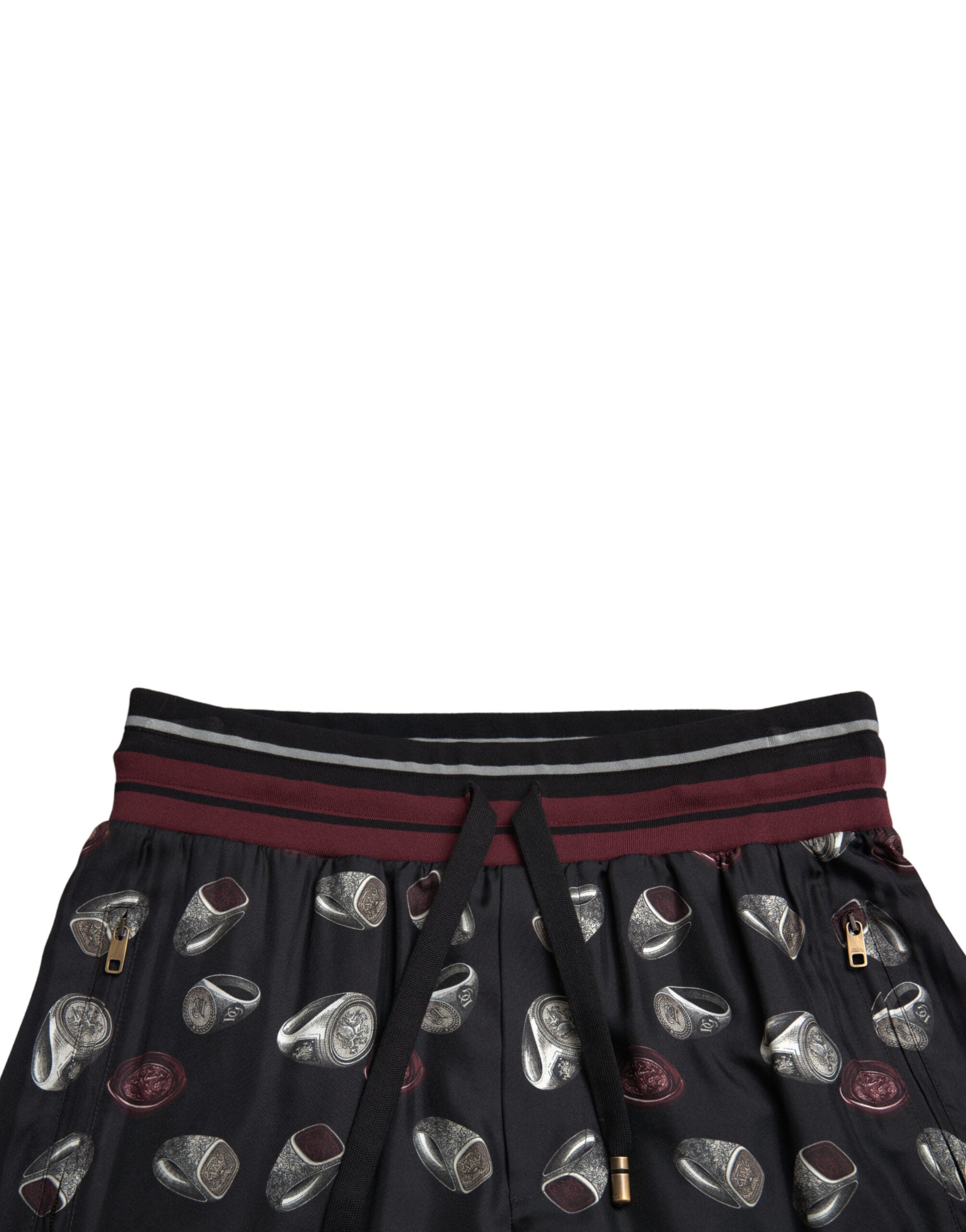 Dolce & Gabbana Schwarzer Ring Seide Jogginghose Hose