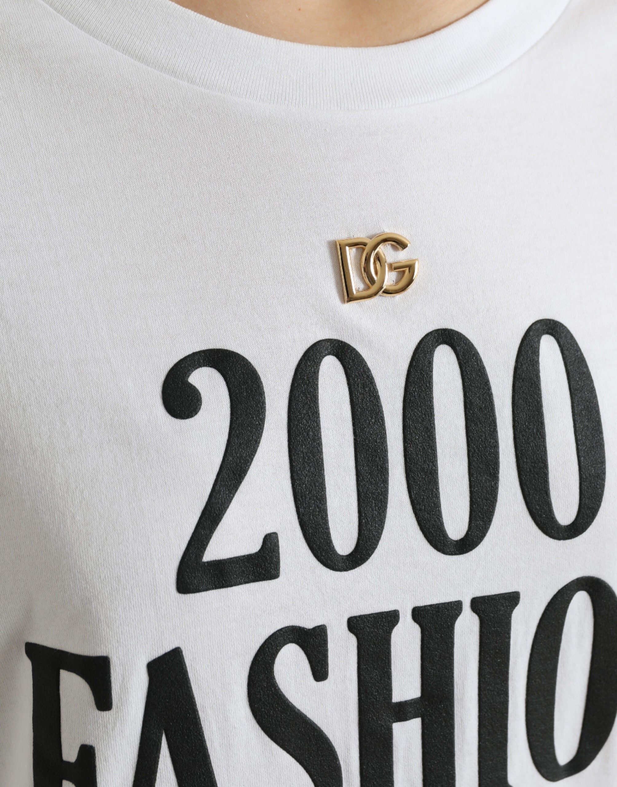 Dolce & Gabbana Weißes T-Shirt mit Slogandruck und Schnürung