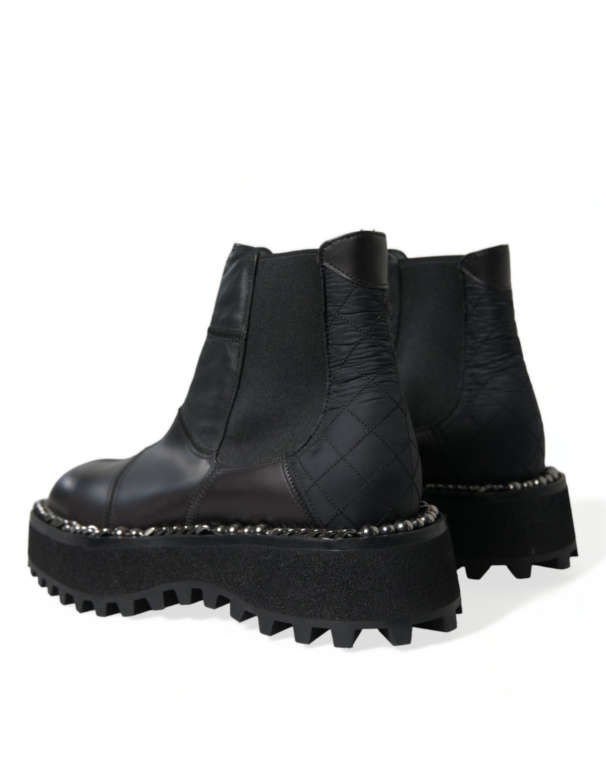 Dolce & Gabbana Schwarz Leder Slip On Stretch Chelsea Boots Schuhe