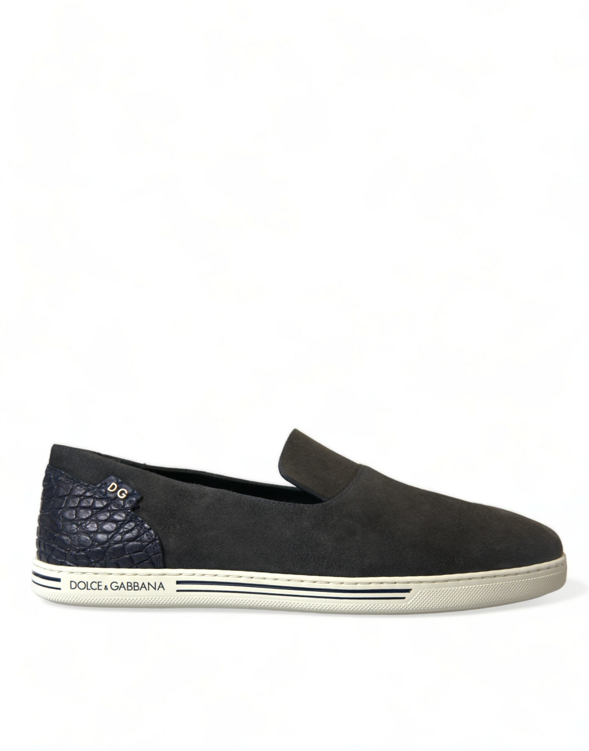 Dolce & Gabbana Blau Wildleder Kaiman Männer Loafers Pantoffeln Schuhe