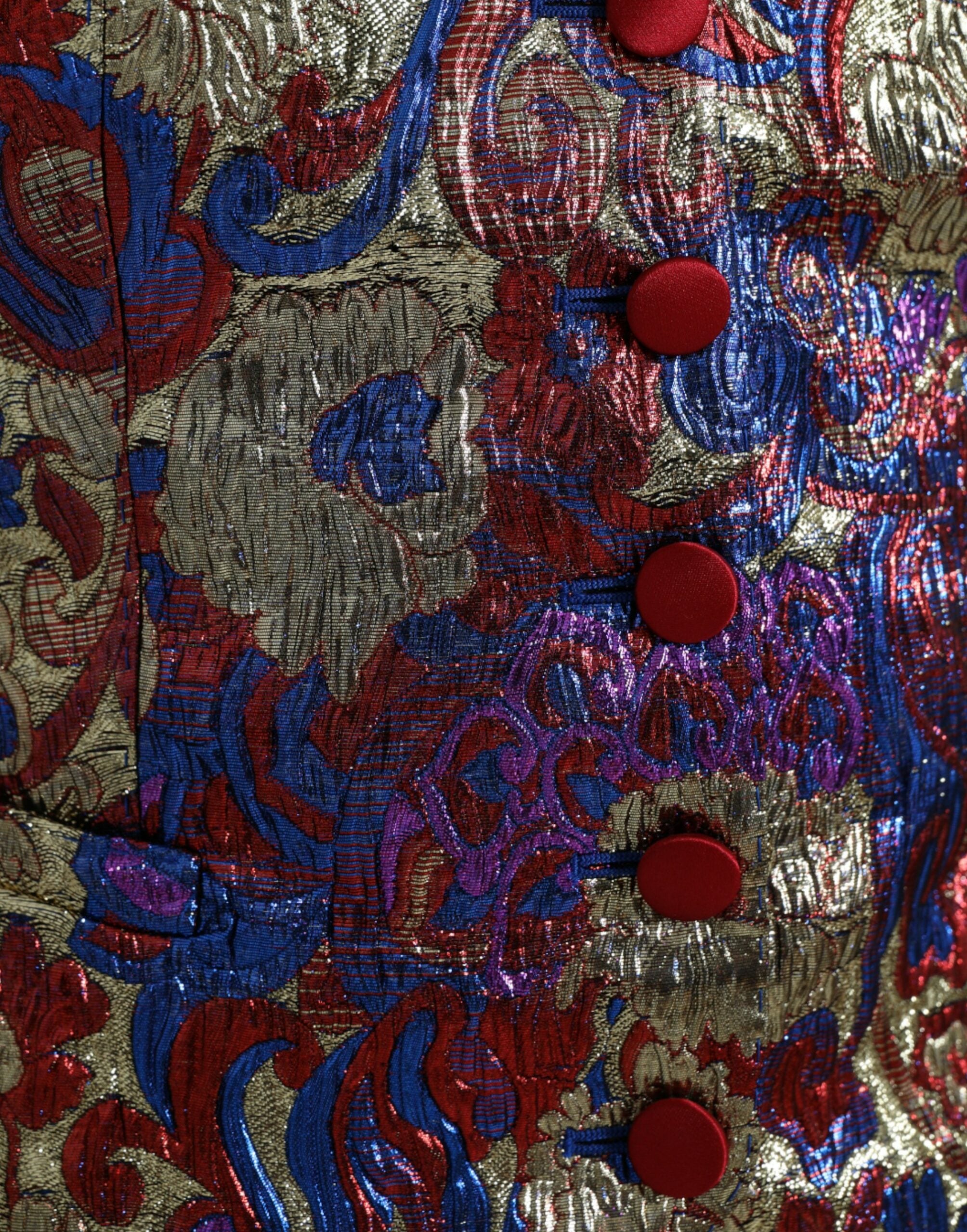 Dolce & Gabbana Multicolor Jacquard-Knopfweste Weste Top