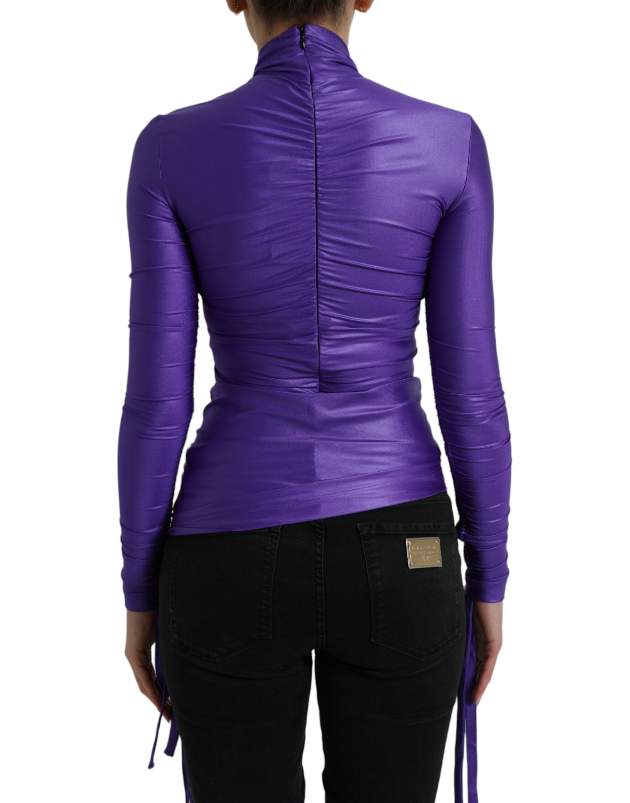 Dolce & Gabbana Lila Nylon Stretch Slim Long Sleeves Top