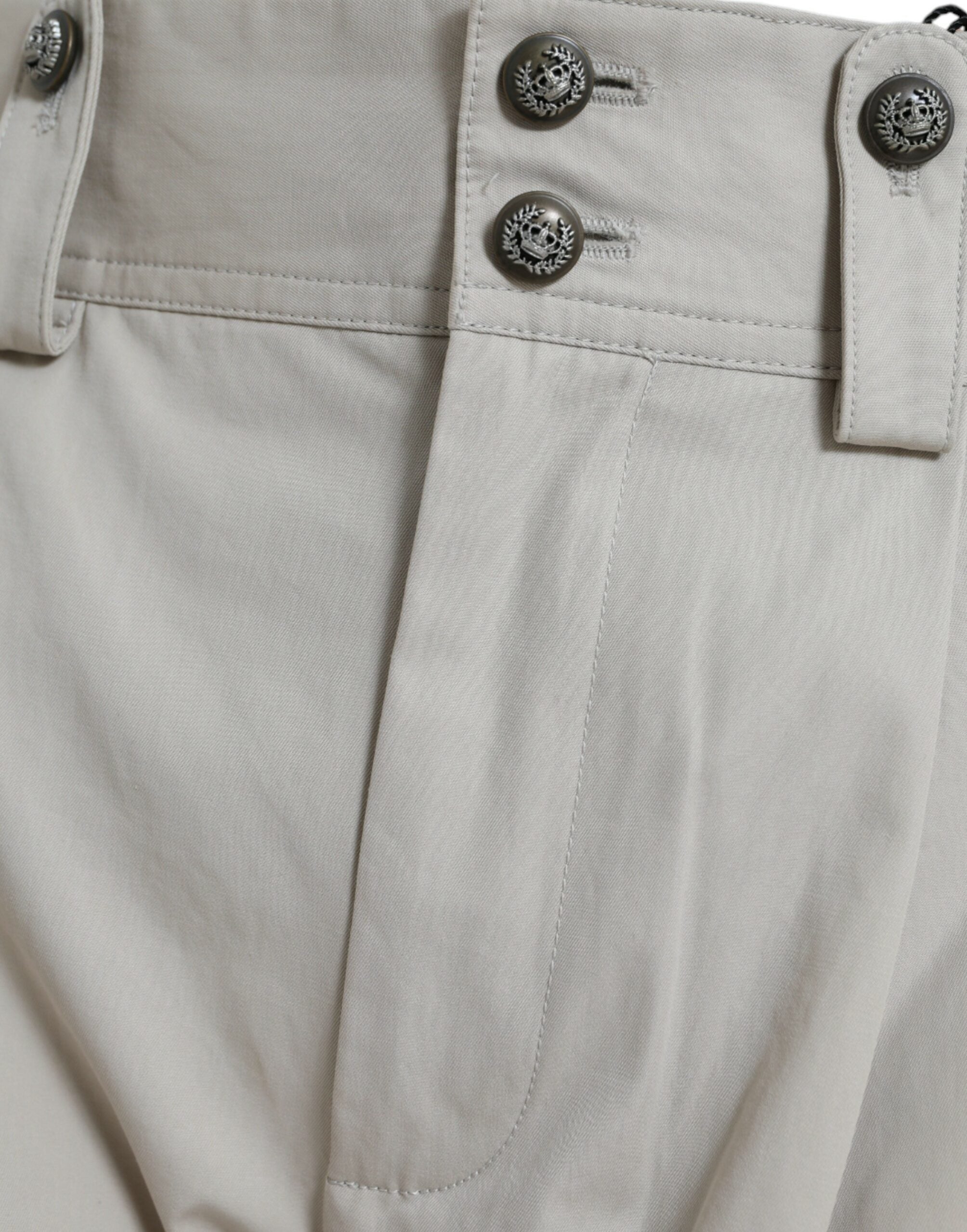 Dolce & Gabbana Beige Baumwollhose mit hoher Taille und konisch zulaufendem Schnitt