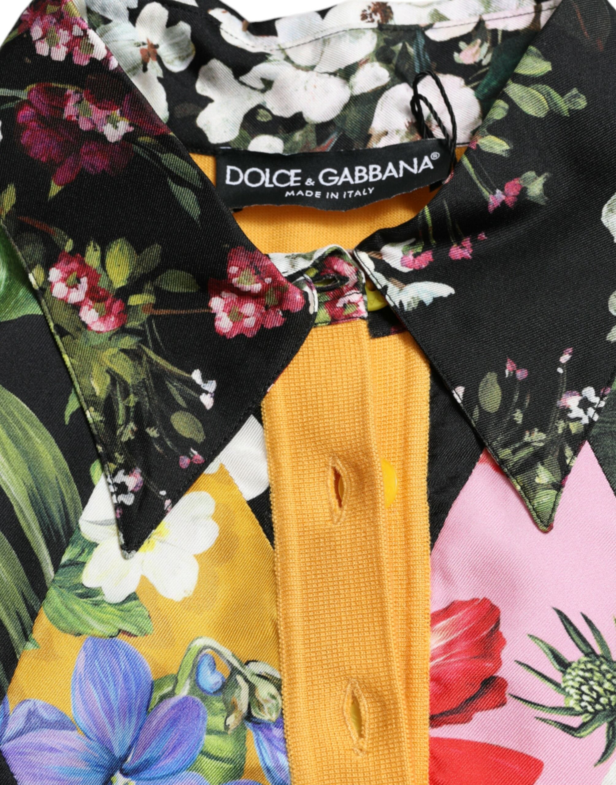 Dolce & Gabbana Mehrfarbiger Patchwork-Henley-Pullover aus Kaschmir