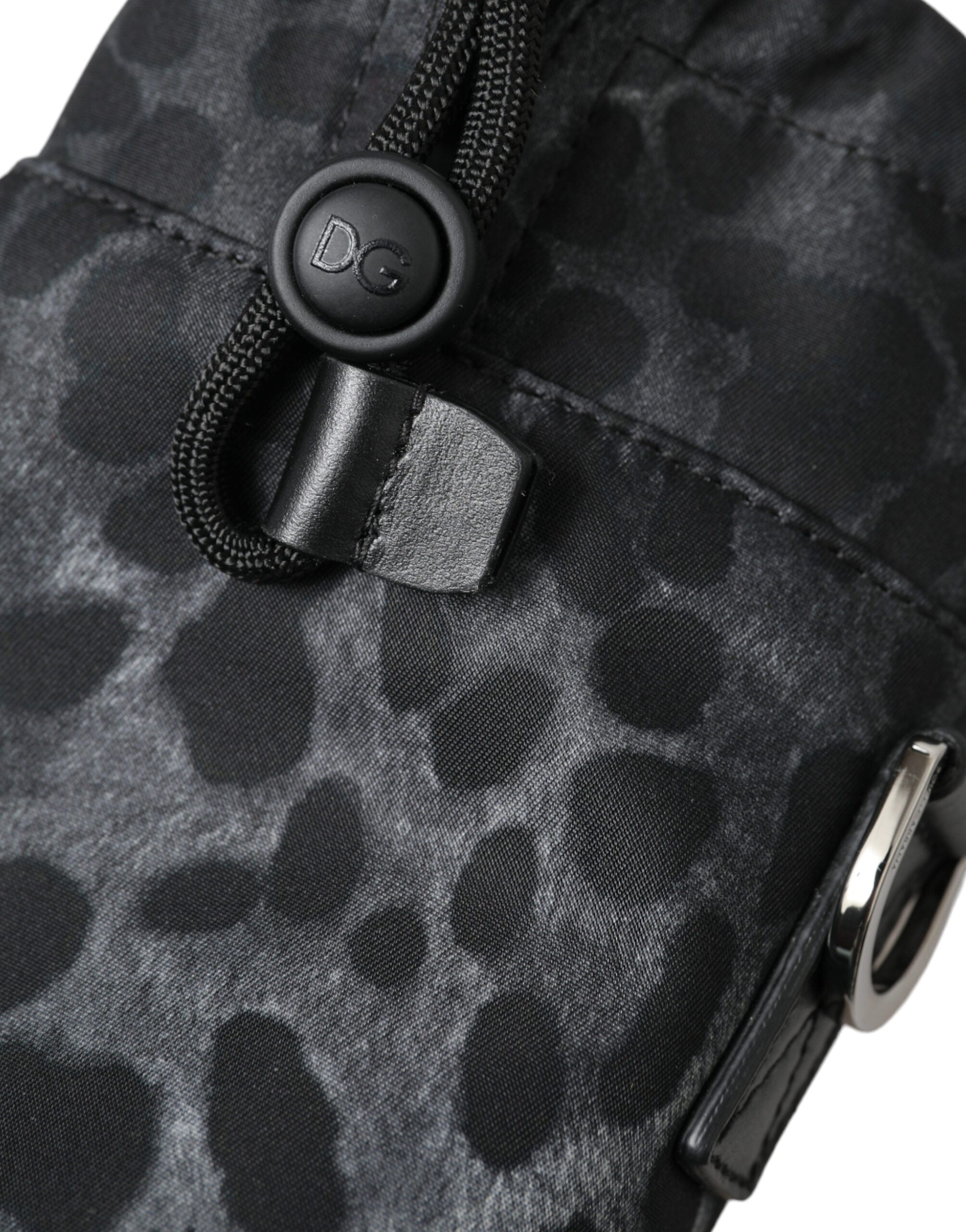 Dolce & Gabbana Schwarzer Leopard Runde schlanke Tote Flaschenhaltertasche