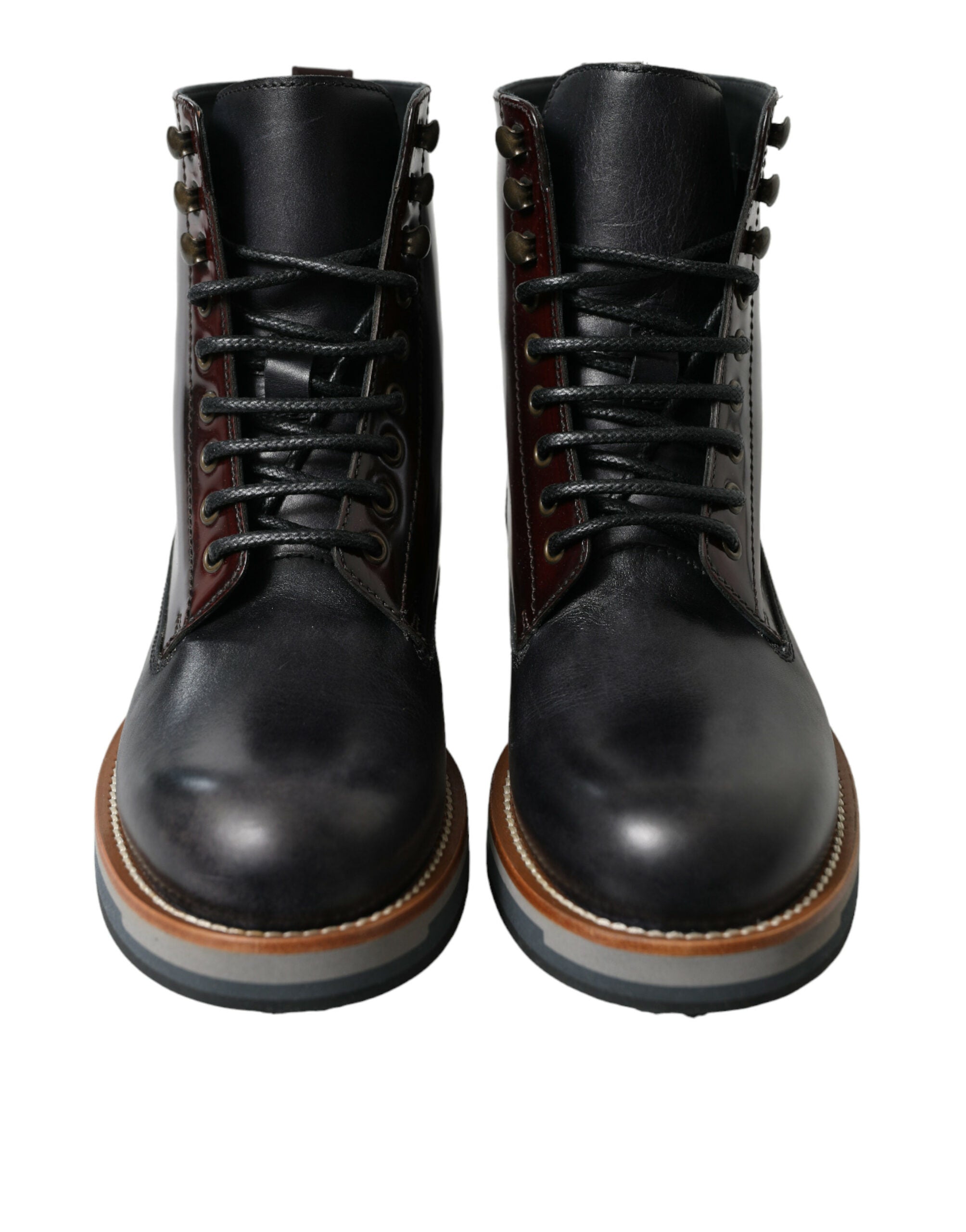 Dolce & Gabbana Schwarzes Leder Militär Kampfstiefel Schuhe