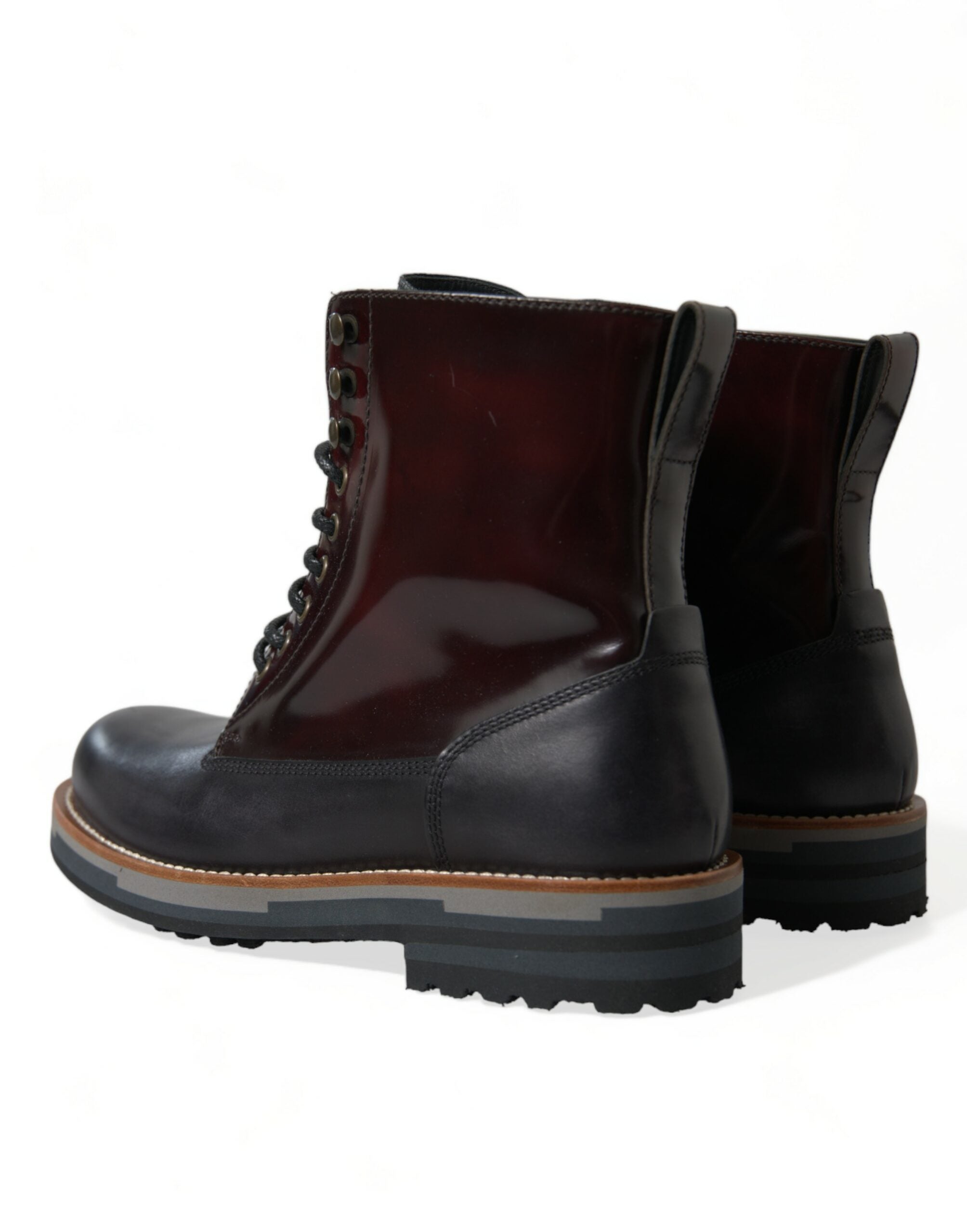 Dolce & Gabbana Schwarzes Leder Militär Kampfstiefel Schuhe