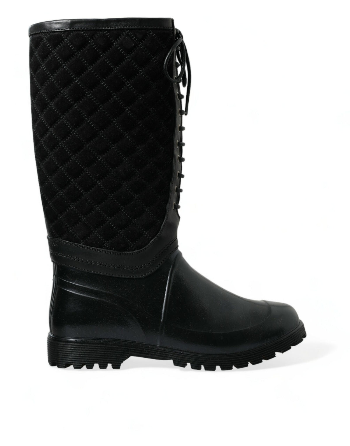 Dolce & Gabbana Schwarz Chioggia Gummi Wildleder Regen Stiefel Schuhe