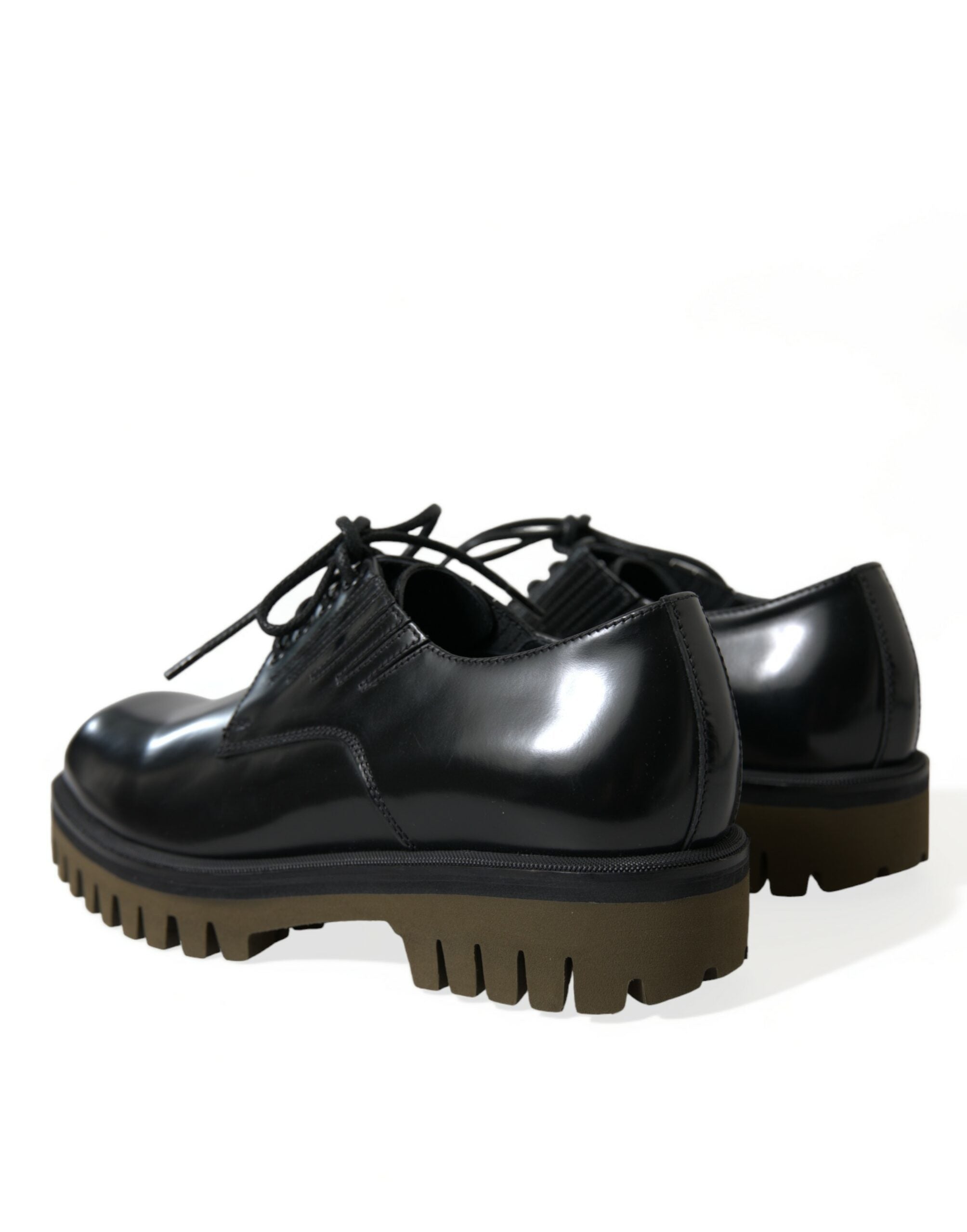 Dolce & Gabbana Schwarz Leder Lace Up Derby Männer Kleid Schuhe