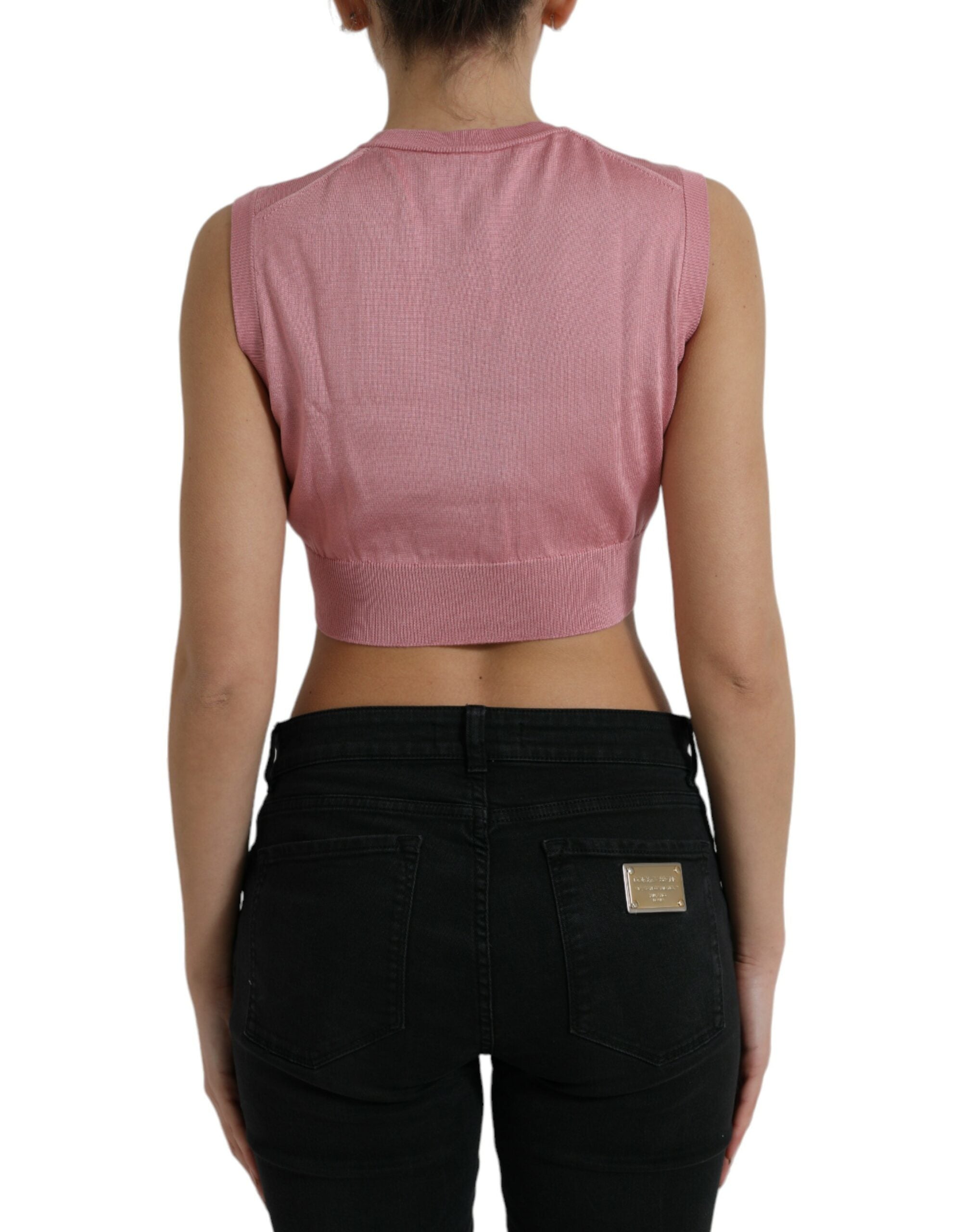 Dolce & Gabbana Pinkes ärmelloses Tank-Top mit Rundhalsausschnitt