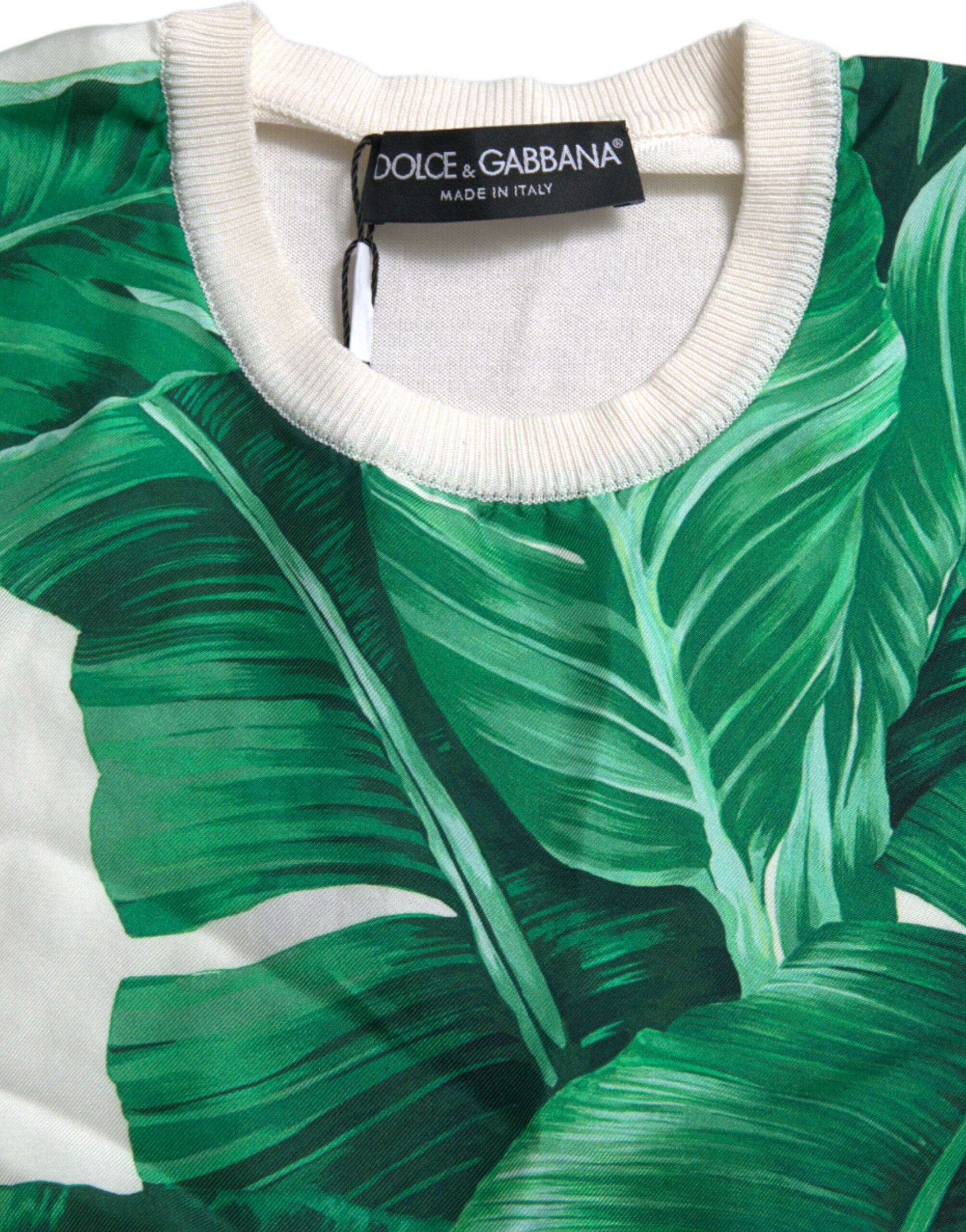 Dolce & Gabbana Weißes Bananenblatt Druck Rundhalsausschnitt Tank Top