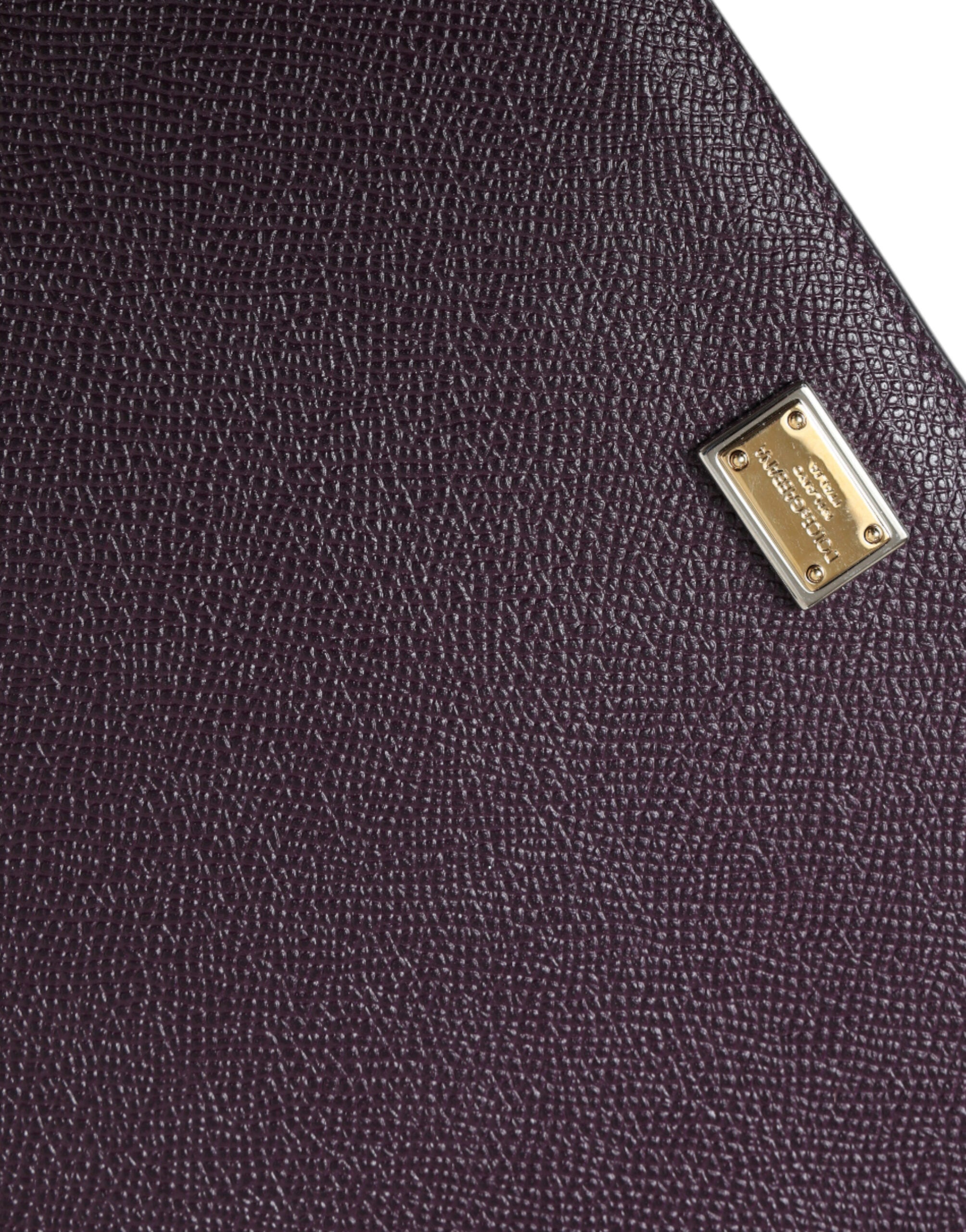 Dolce & Gabbana Dunkelbraune Leder-Tablet-Hülle mit Logo-Plakette
