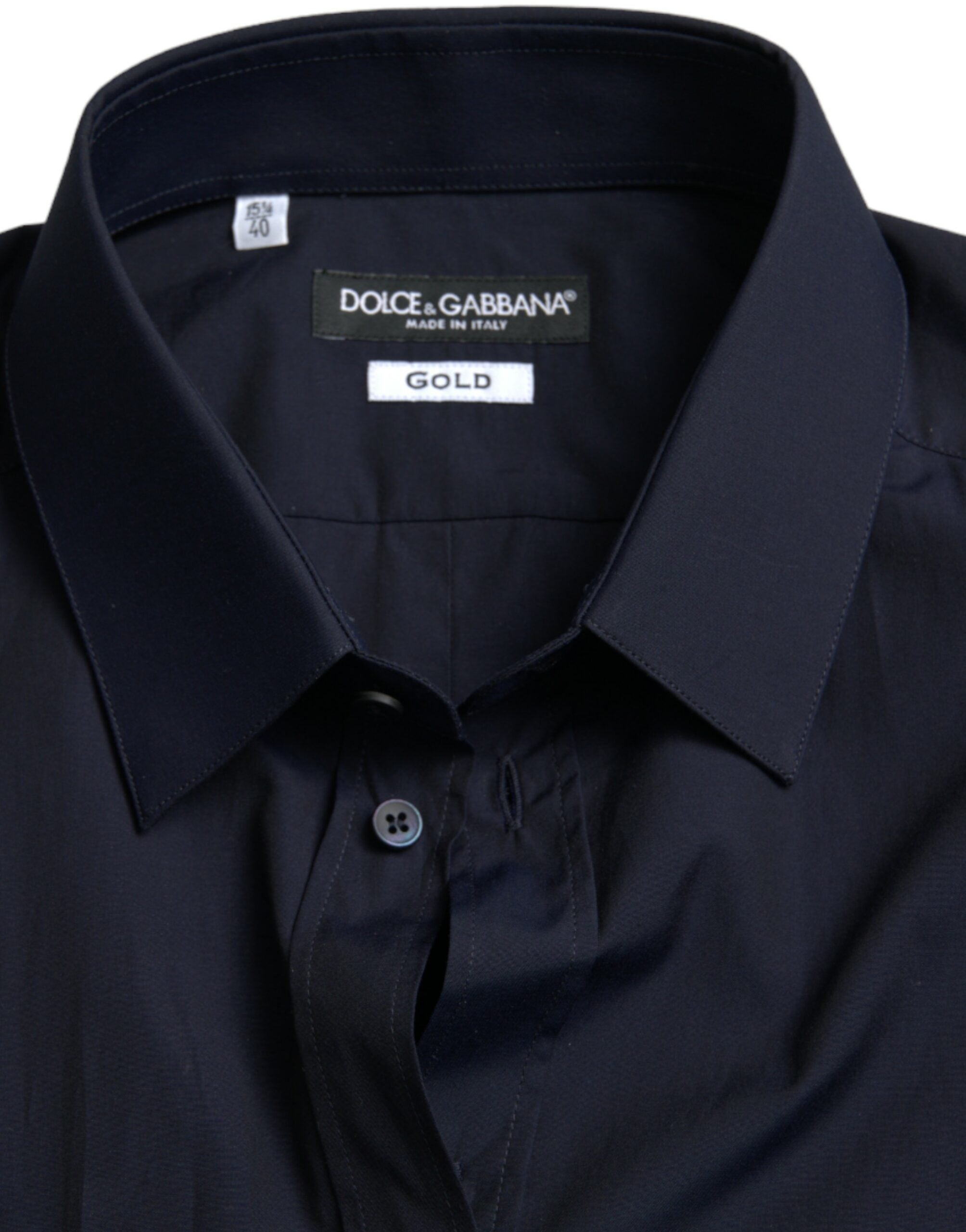 Dolce & Gabbana Marineblaues schmal geschnittenes formelles GOLD-Hemd