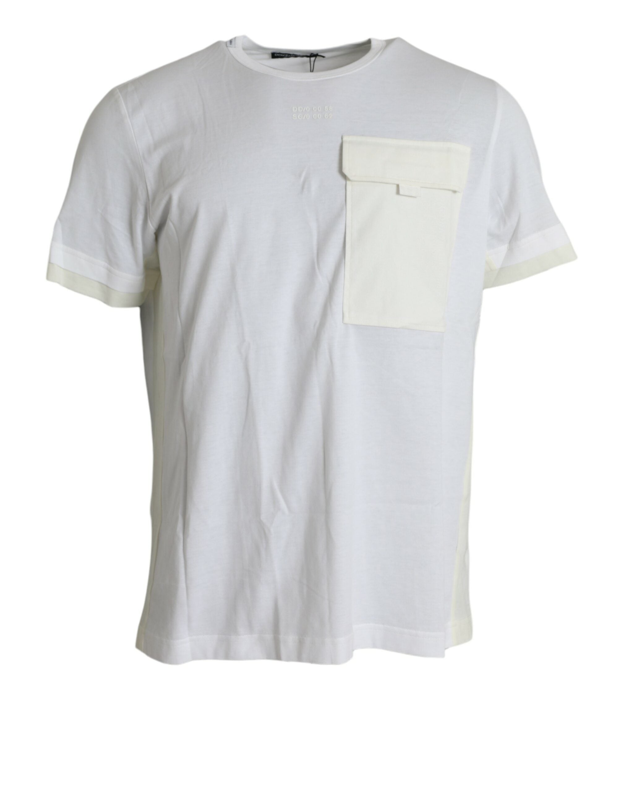 Dolce & Gabbana Weißes Baumwoll-T-Shirt mit Brusttasche und kurzen Ärmeln