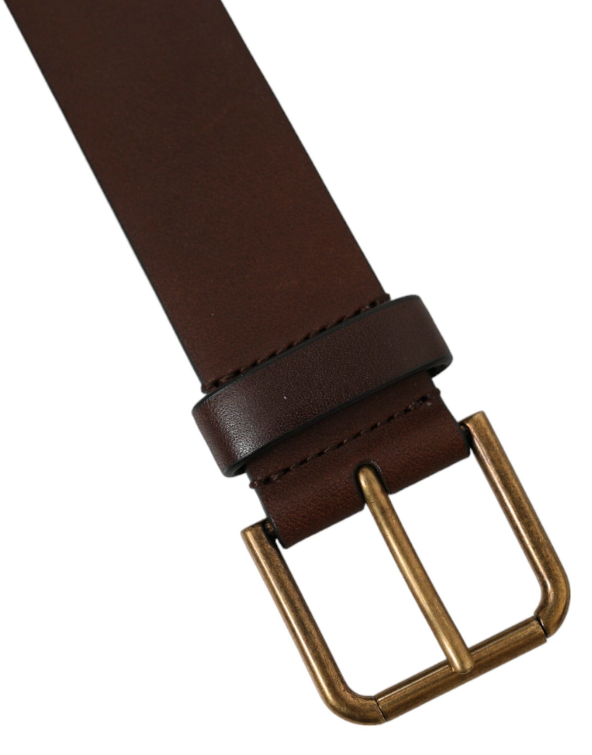 Dolce & Gabbana Brauner Kalbsledergürtel mit goldener Metallschnalle