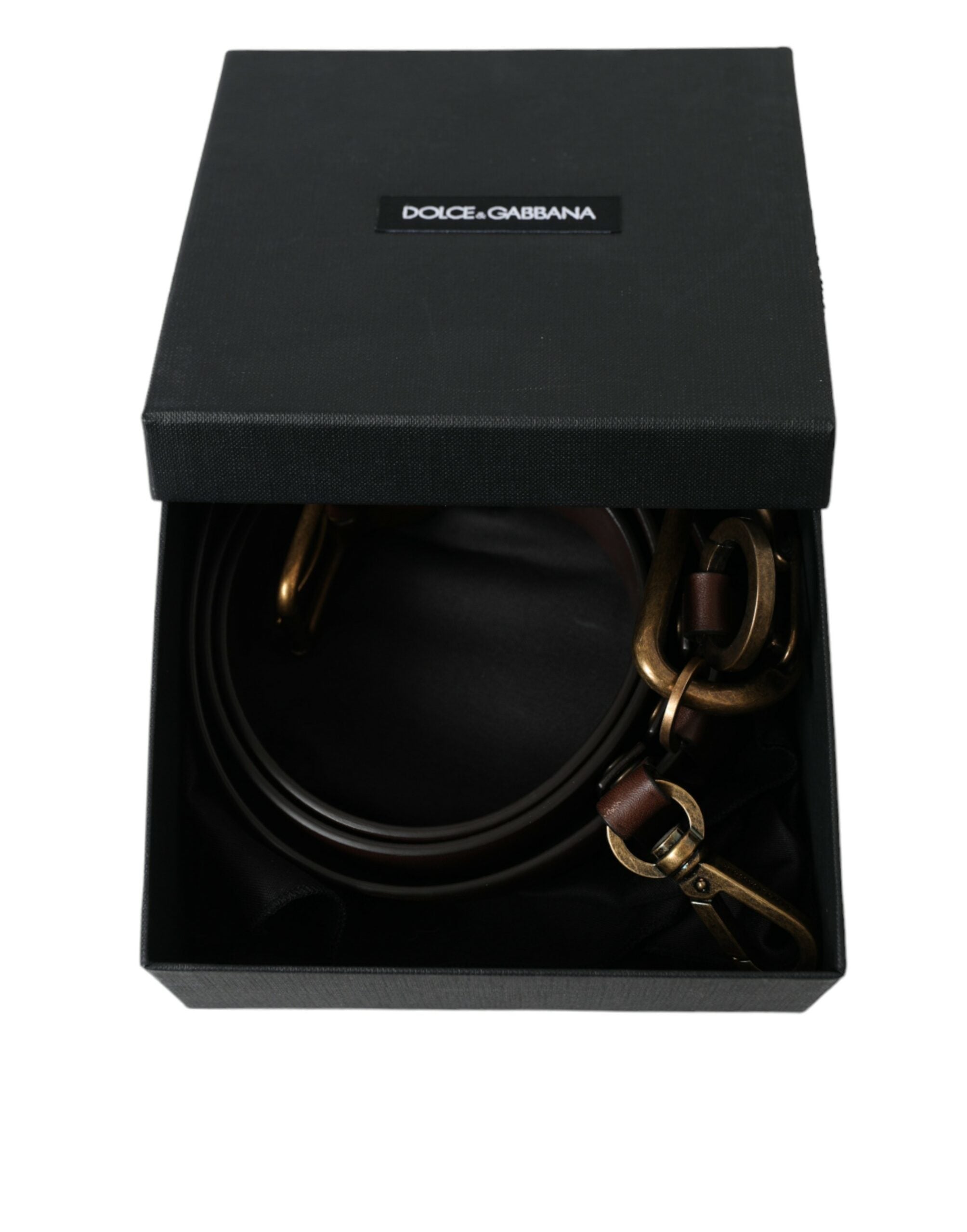 Dolce & Gabbana Brauner Kalbsledergürtel mit goldener Metallschnalle