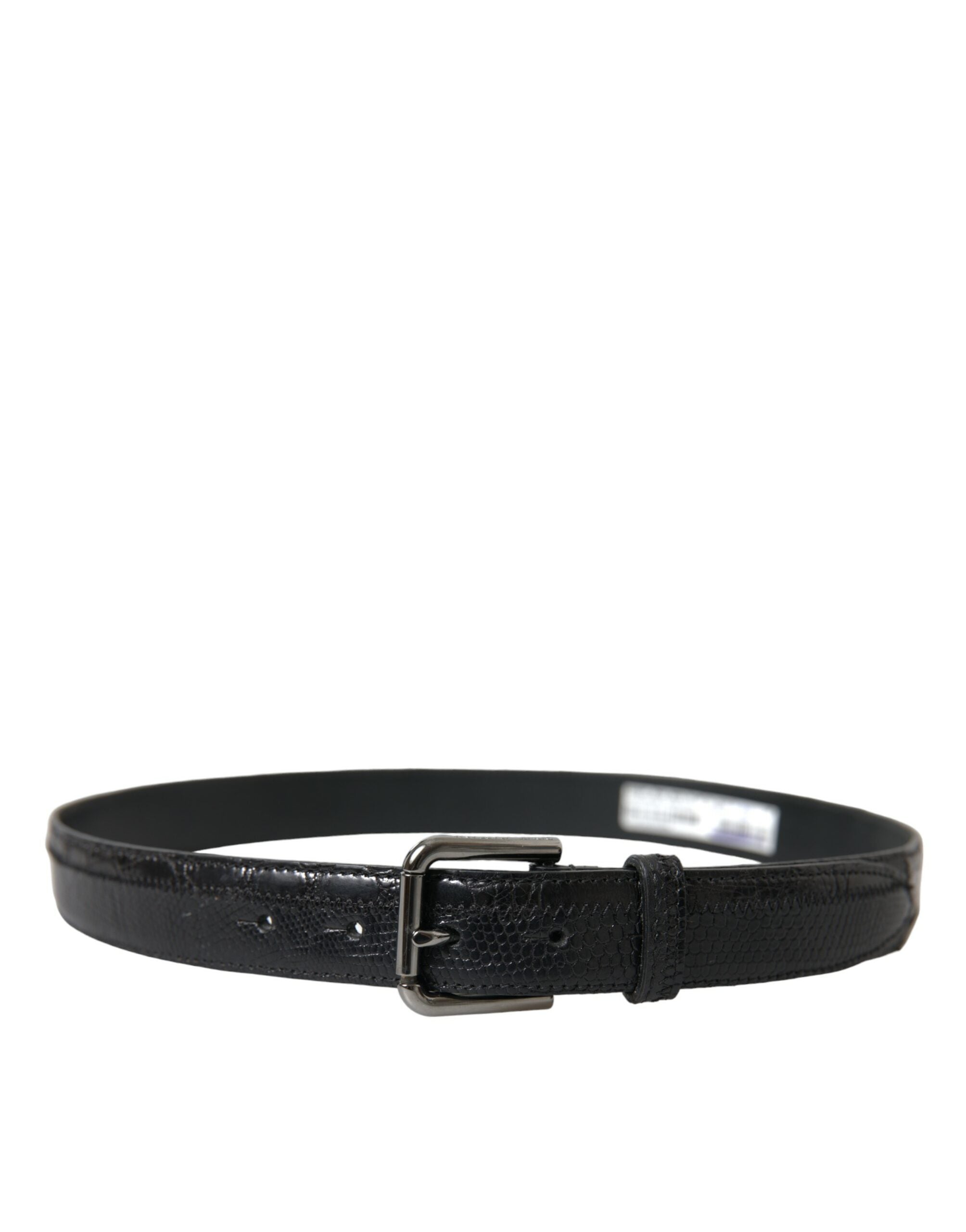 Dolce & Gabbana Schwarzer Gürtel aus exotischem Leder mit silberner Metallschnalle