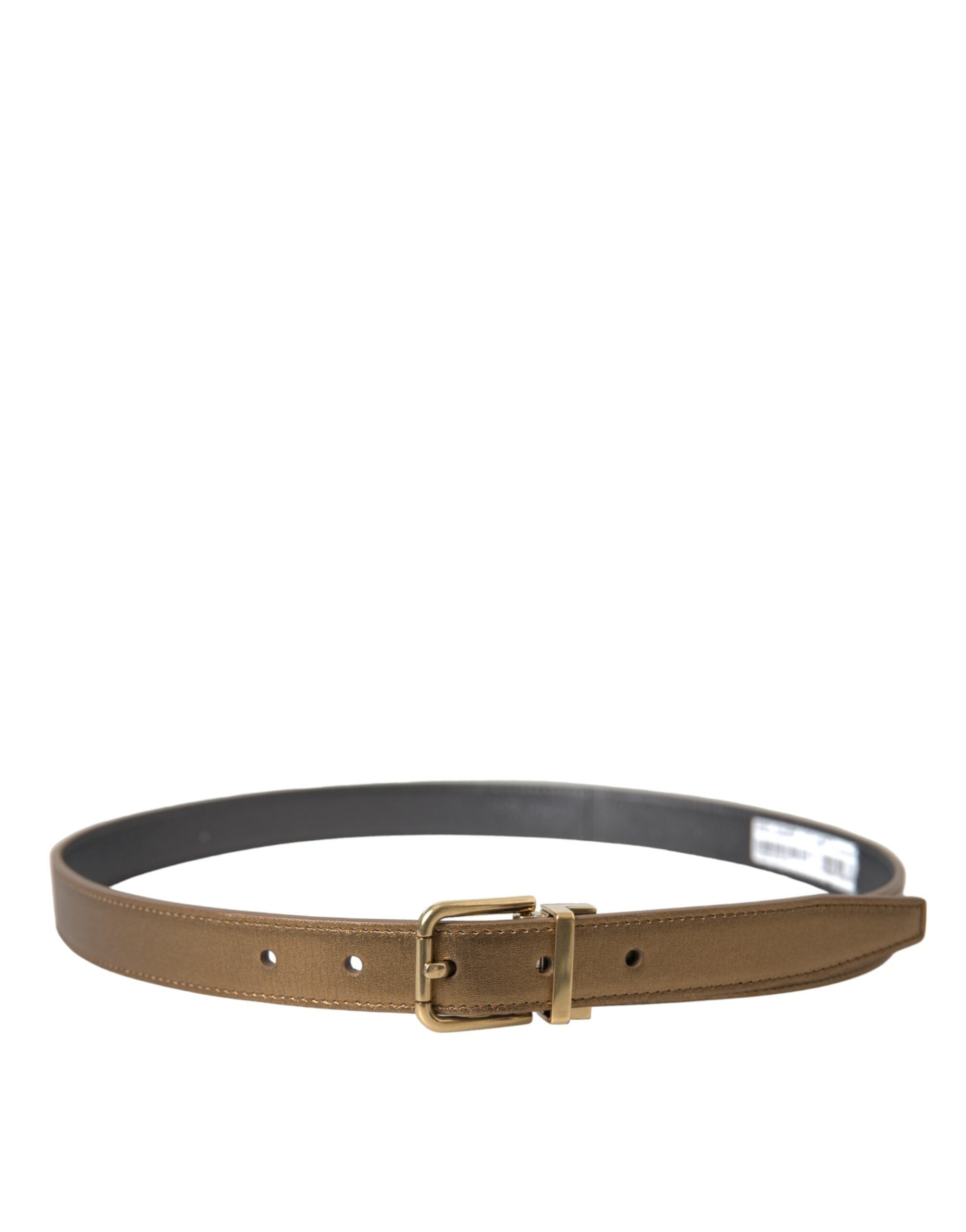 Dolce & Gabbana Metallic Gold Kalbsleder Metallschnalle Gürtel