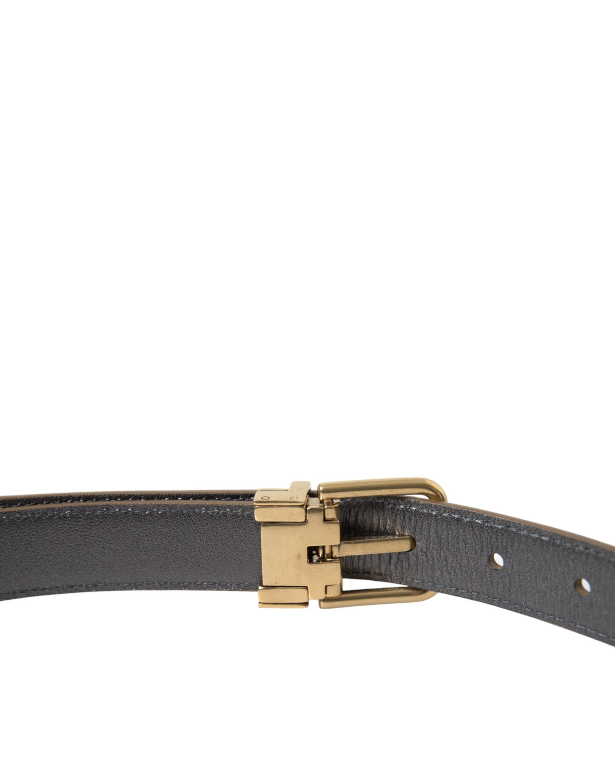 Dolce & Gabbana Metallic Gold Kalbsleder Metallschnalle Gürtel