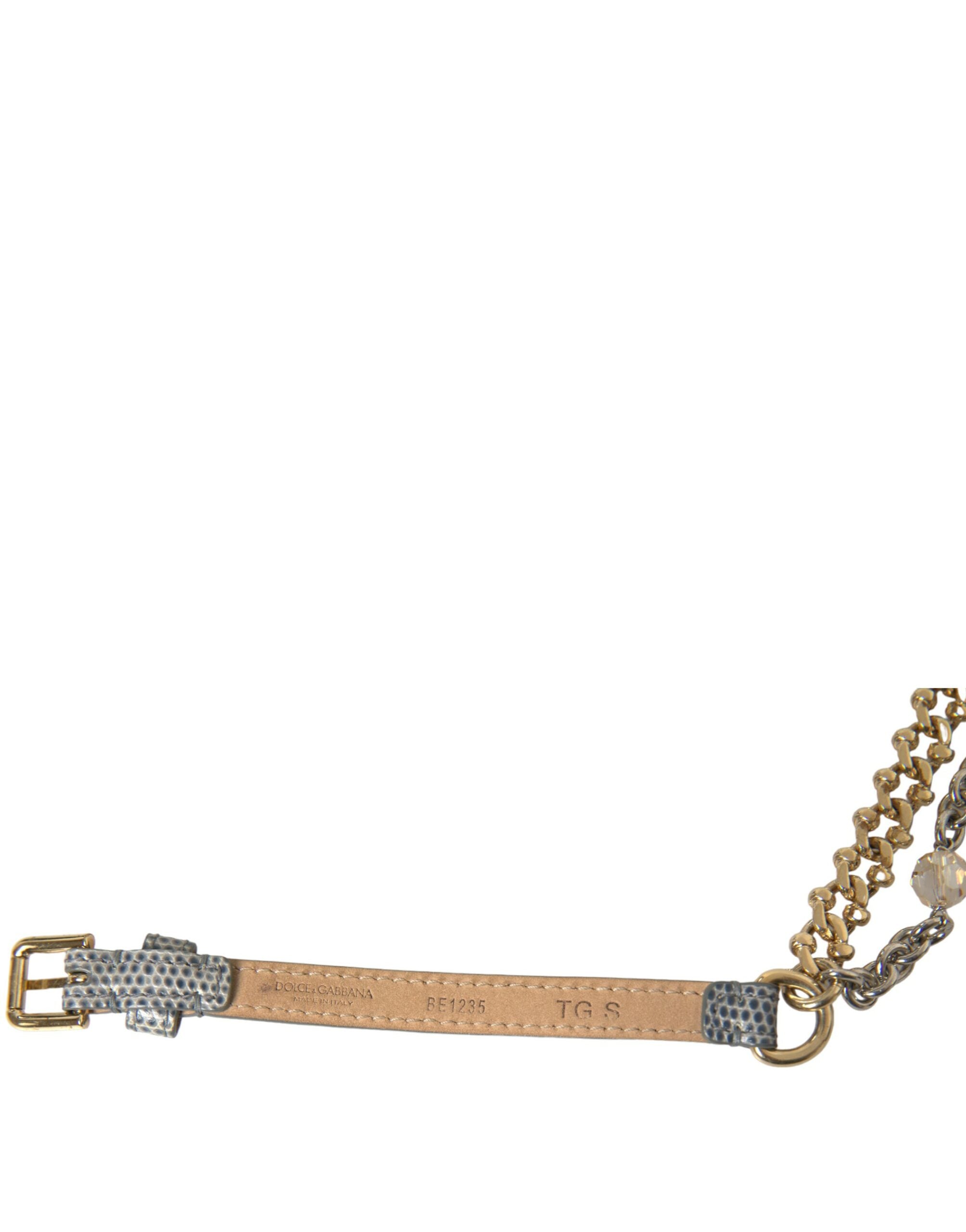 Dolce & Gabbana Blauer geflochtener Gold-Messing-Ketten-Taillengürtel