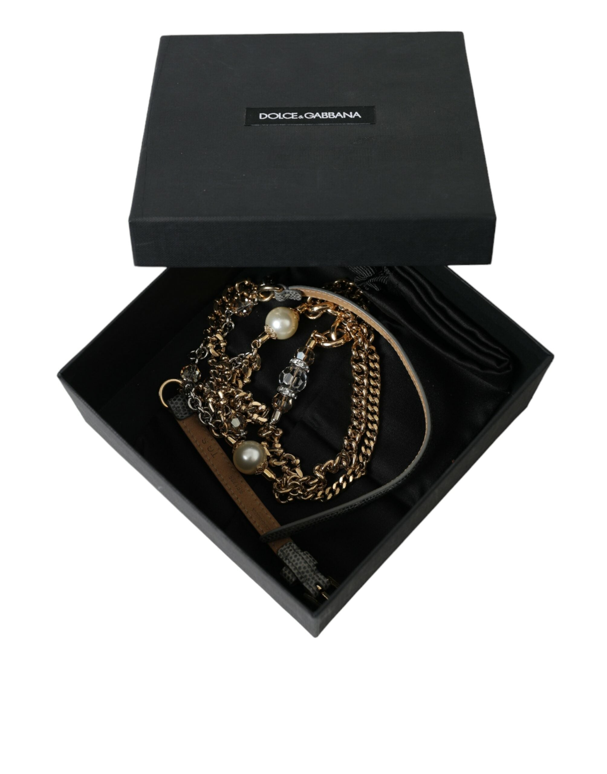 Dolce & Gabbana Blauer geflochtener Gold-Messing-Ketten-Taillengürtel