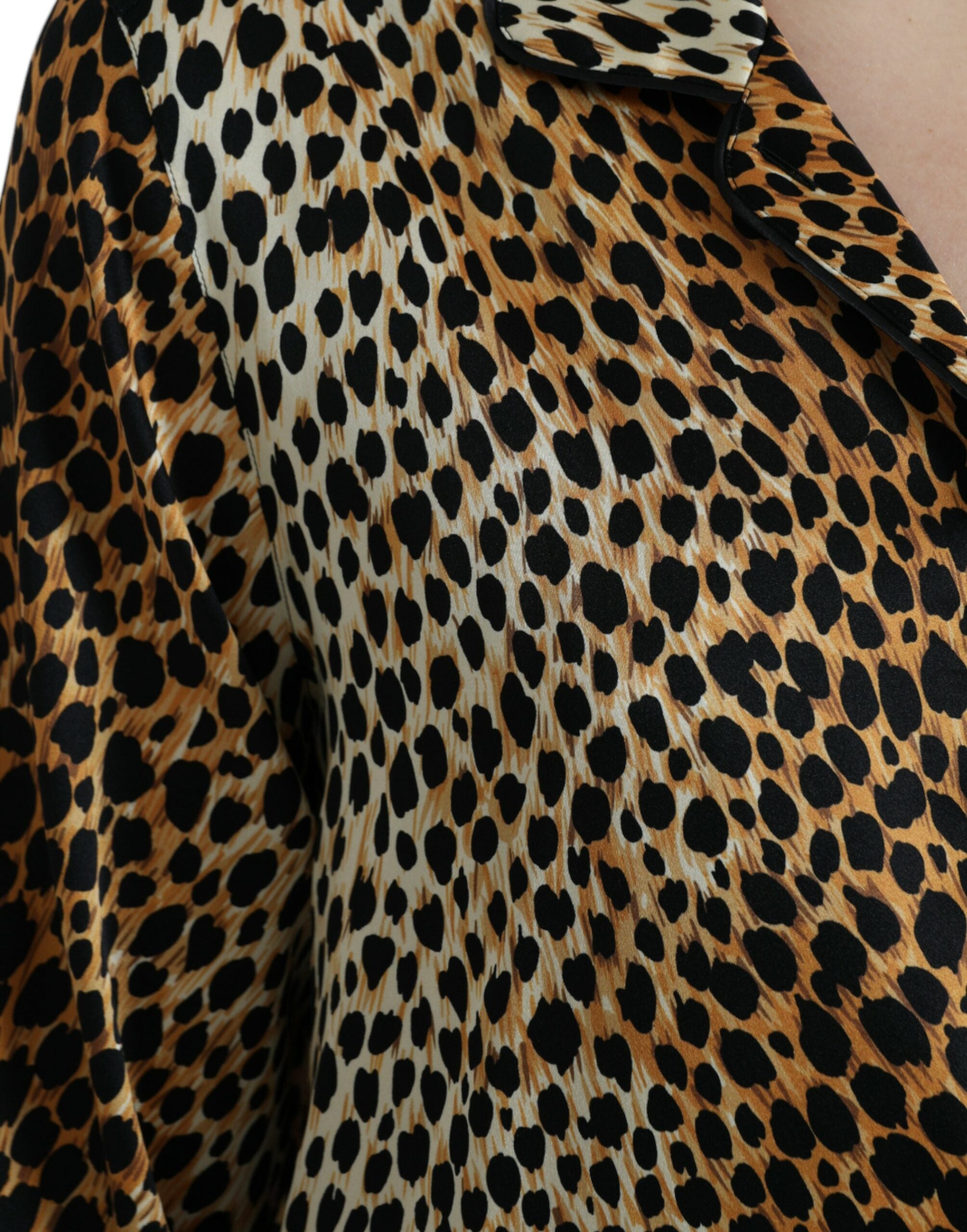Dolce & Gabbana Braunes Leopardendruck Blusenoberteil mit langen Ärmeln