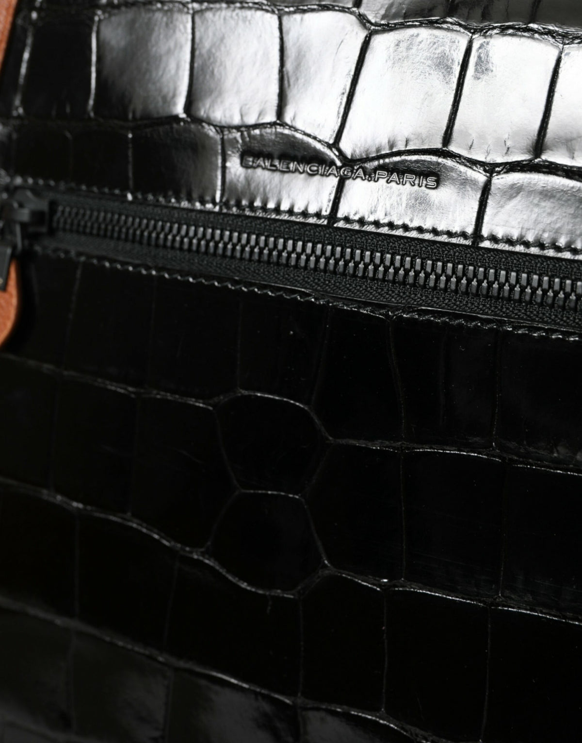 Balenciaga Schwarz Braun Exotische Haut Leder Vertikale Crossbody Geldbörse Tasche