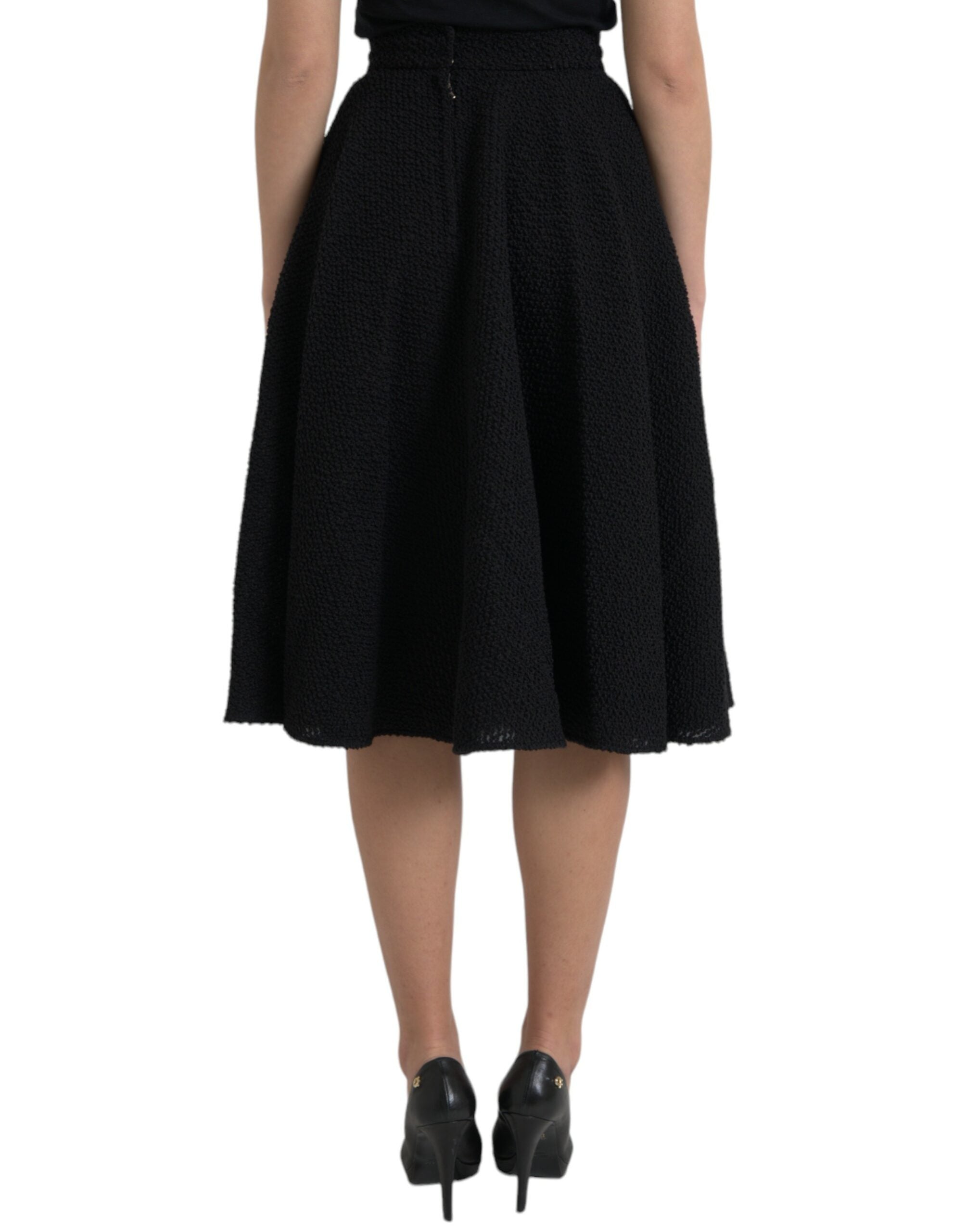 Dolce & Gabbana Schwarzer Rock mit hoher Taille und knielanger A-Linie