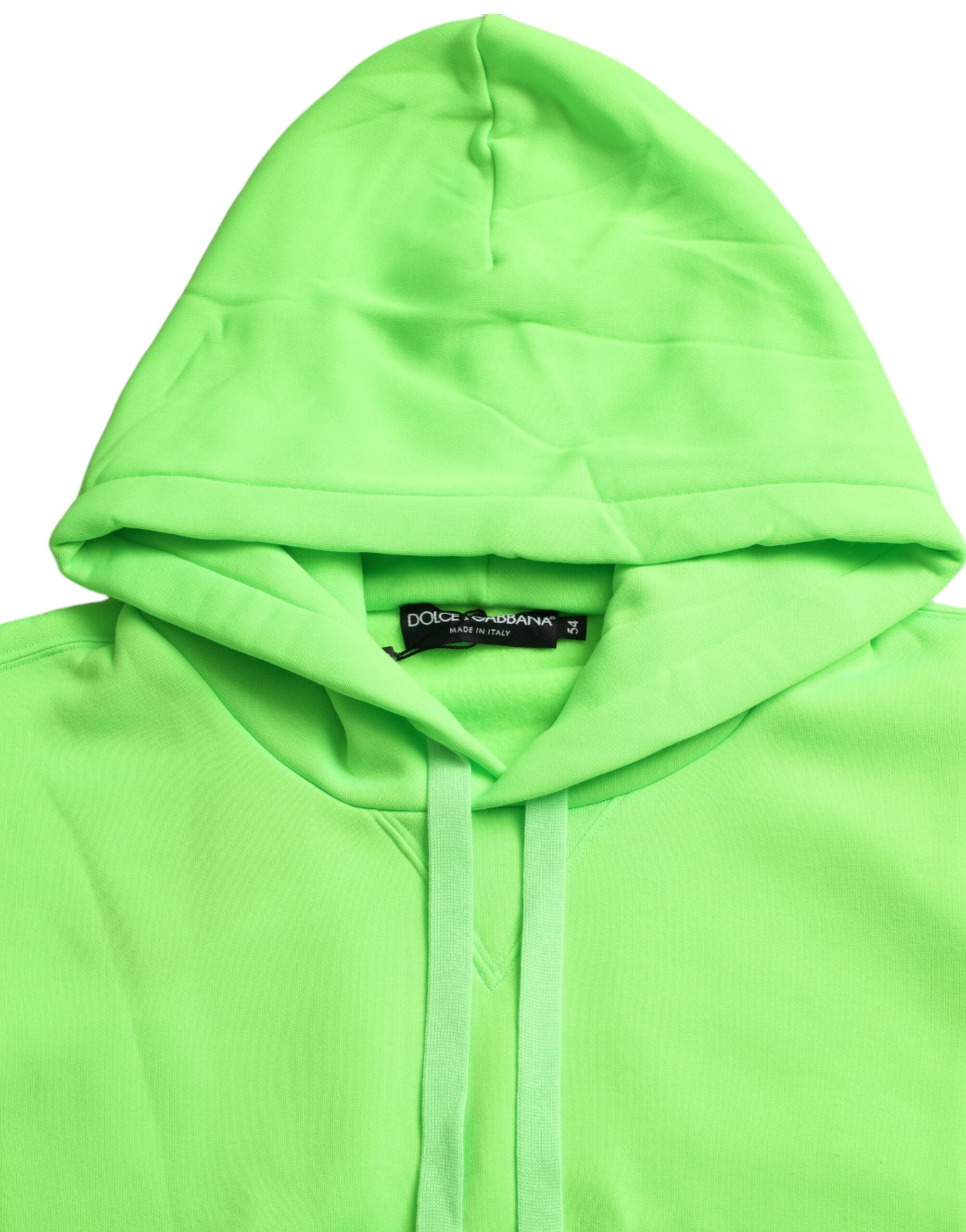 Dolce & Gabbana Neongrünes Kapuzentop Pullover Sweater