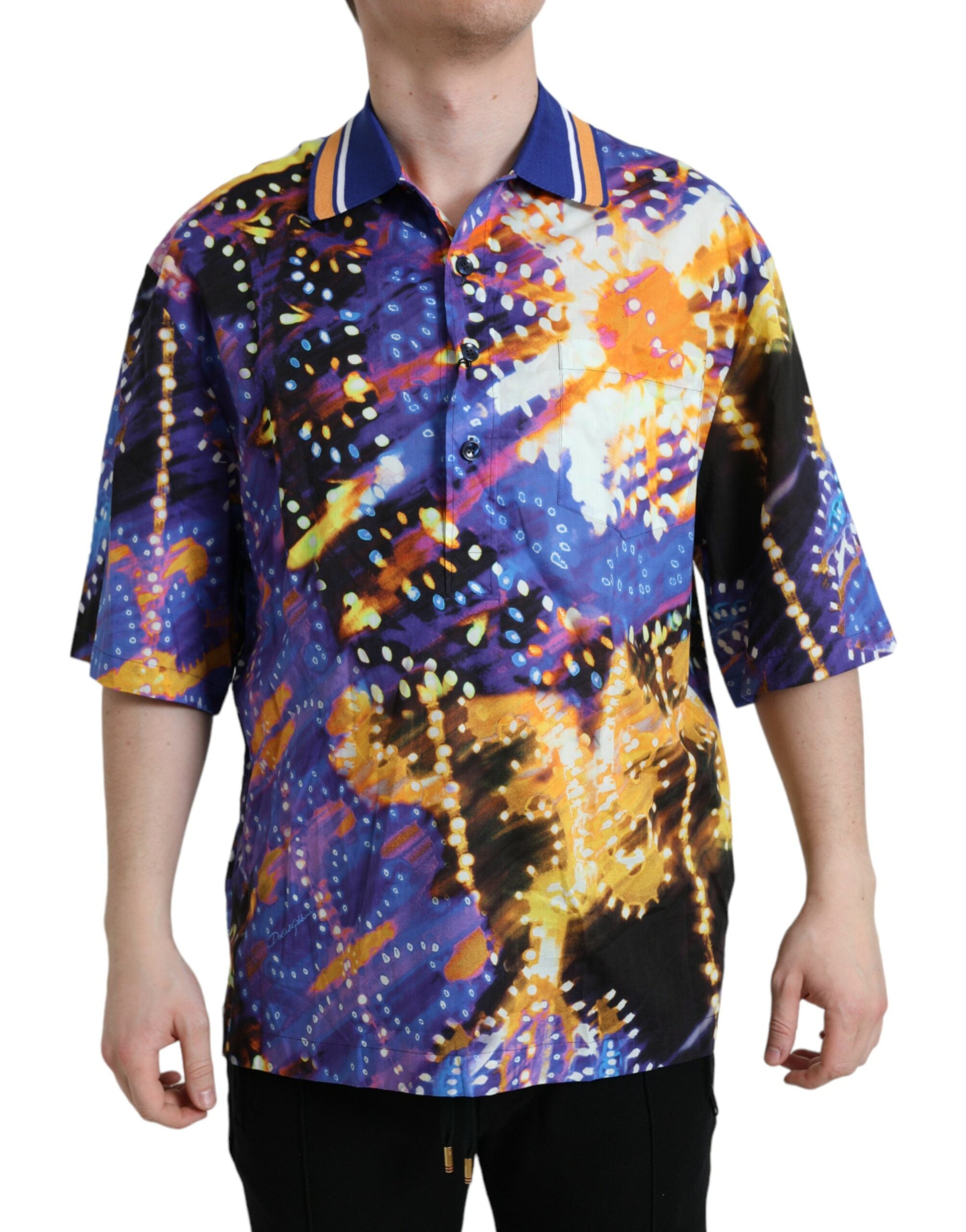 Dolce & Gabbana Multicolor Luminarie Druck Baumwolle Freizeithemd