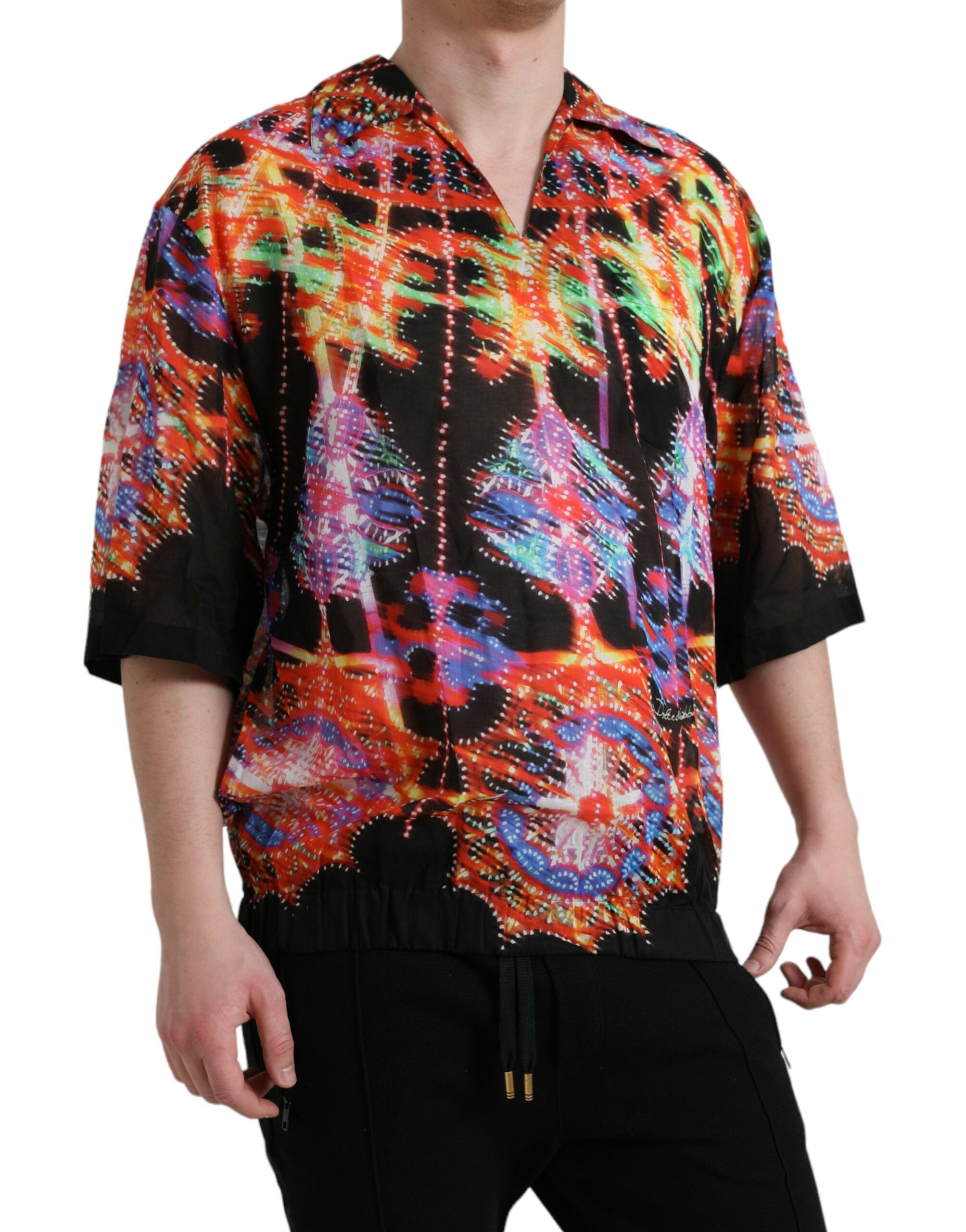 Dolce & Gabbana Mehrfarbiges T-Shirt aus Baumwolle mit Luminarie-Druck