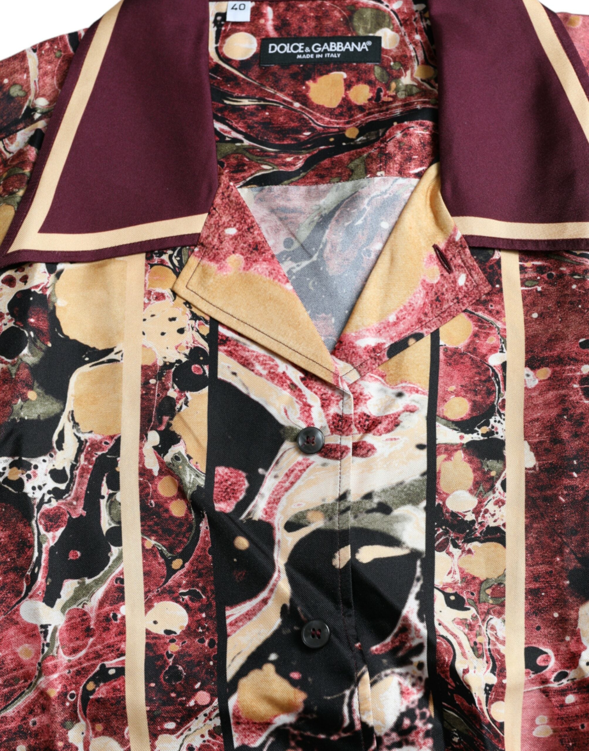 Dolce & Gabbana Multicolor Button Down Seidenhemd