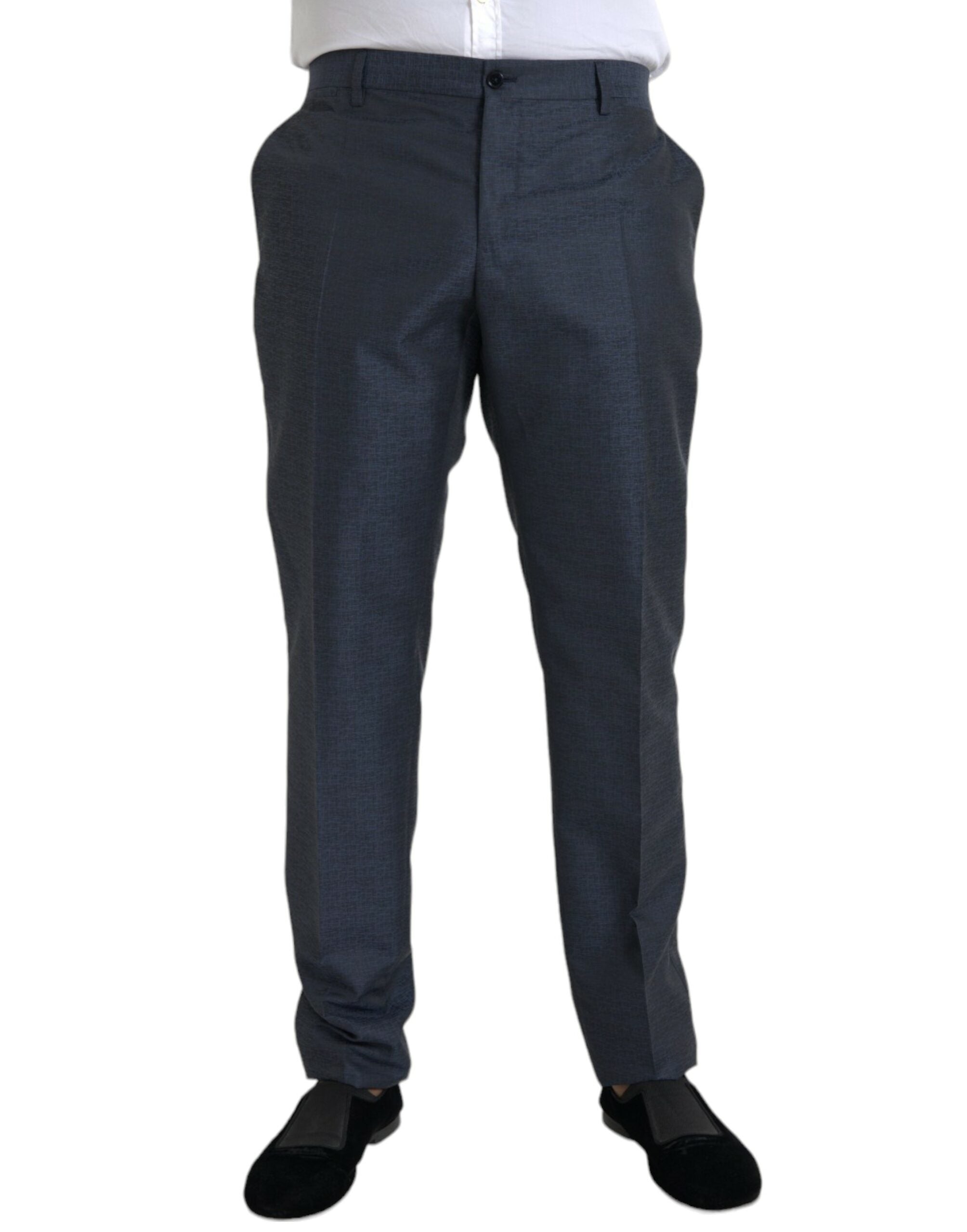 Dolce & Gabbana Blaue Wolle Herren Skinny Dress Hose