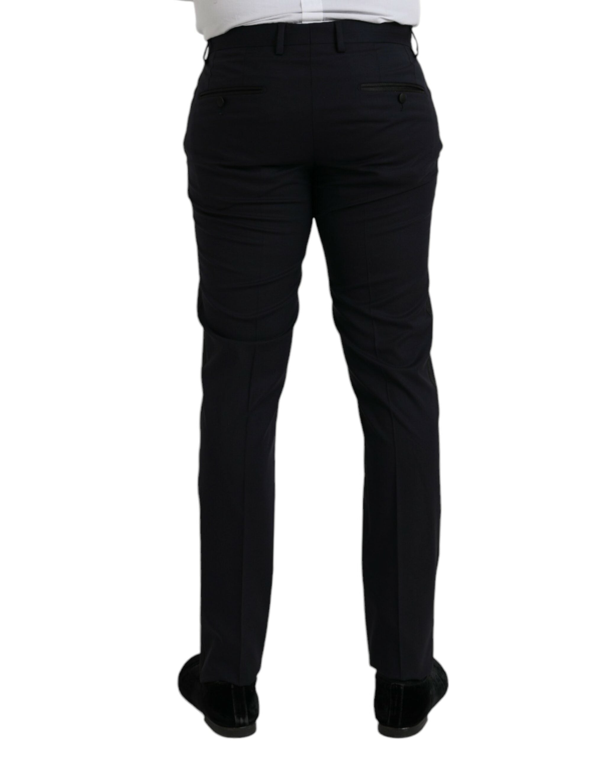 Dolce & Gabbana Dunkelblaue Wolle Slim Fit Formal Hose