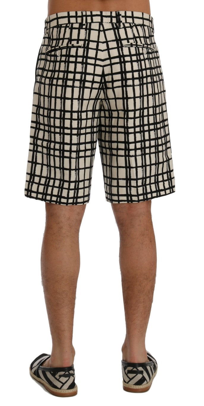 Dolce & Gabbana Weiß Schwarz Gestreifte Freizeitshorts
