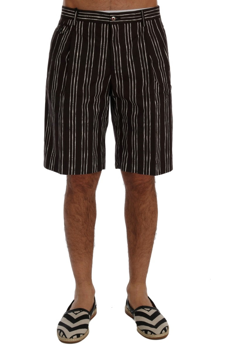 Dolce & Gabbana Bordeaux-Weiß gestreifte Hanf Casual Shorts