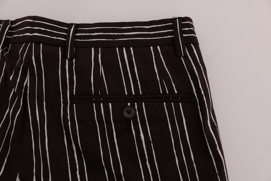 Dolce & Gabbana Bordeaux-Weiß gestreifte Hanf Casual Shorts