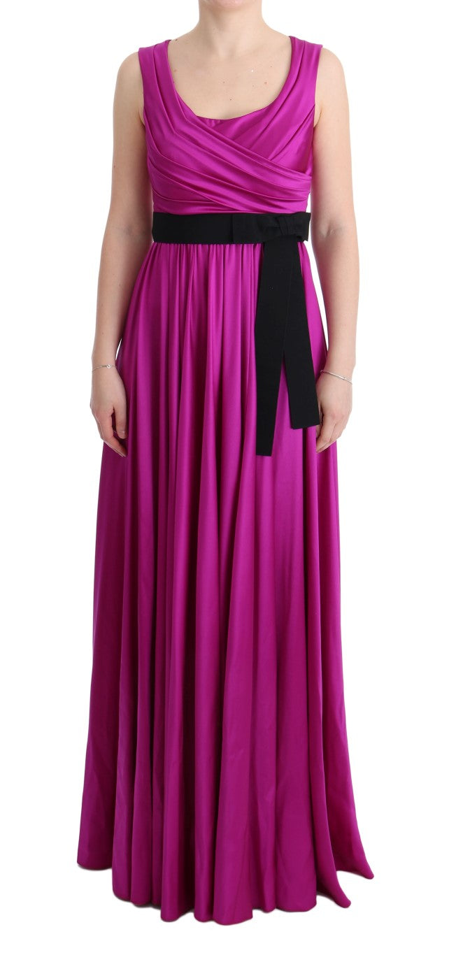 Dolce & Gabbana Langes rosa Seiden-Stretch-Shiftkleid