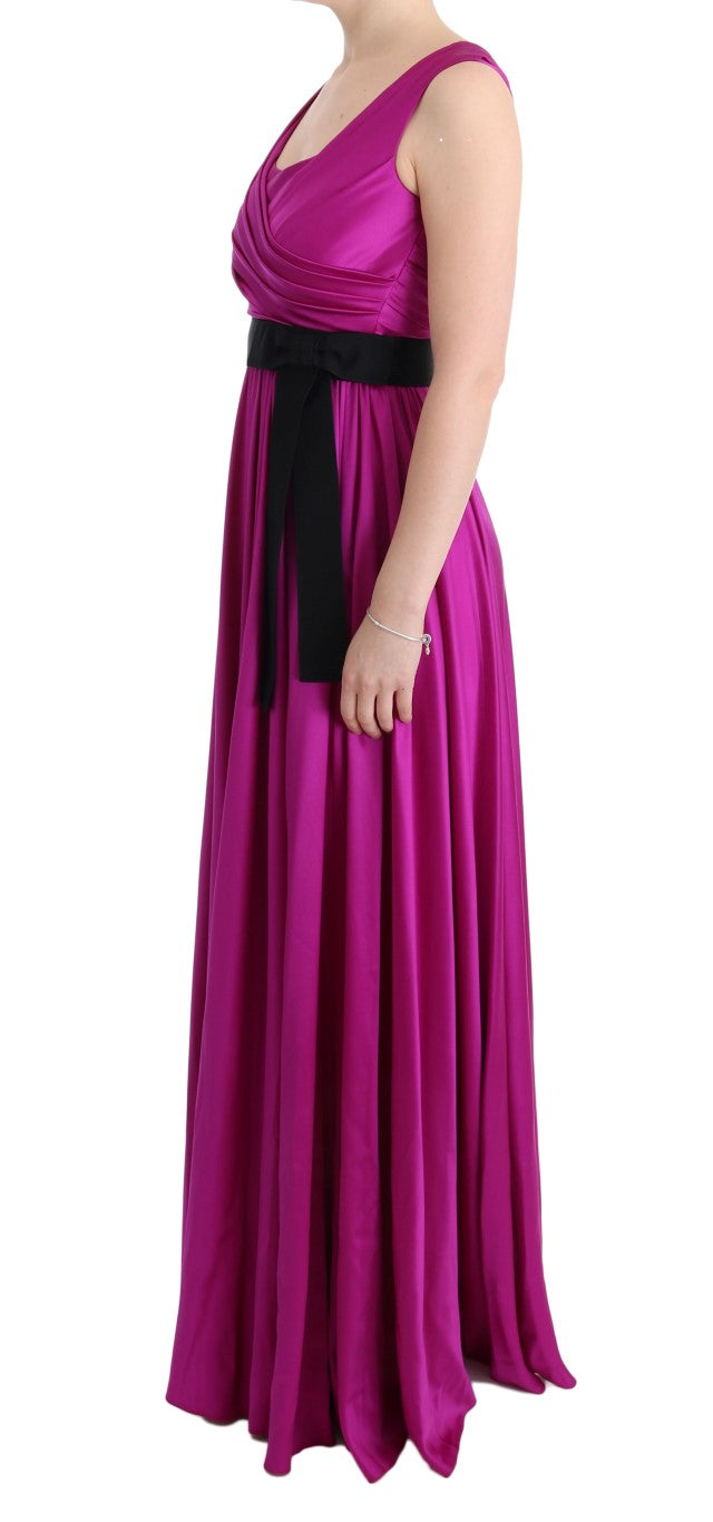 Dolce & Gabbana Langes rosa Seiden-Stretch-Shiftkleid