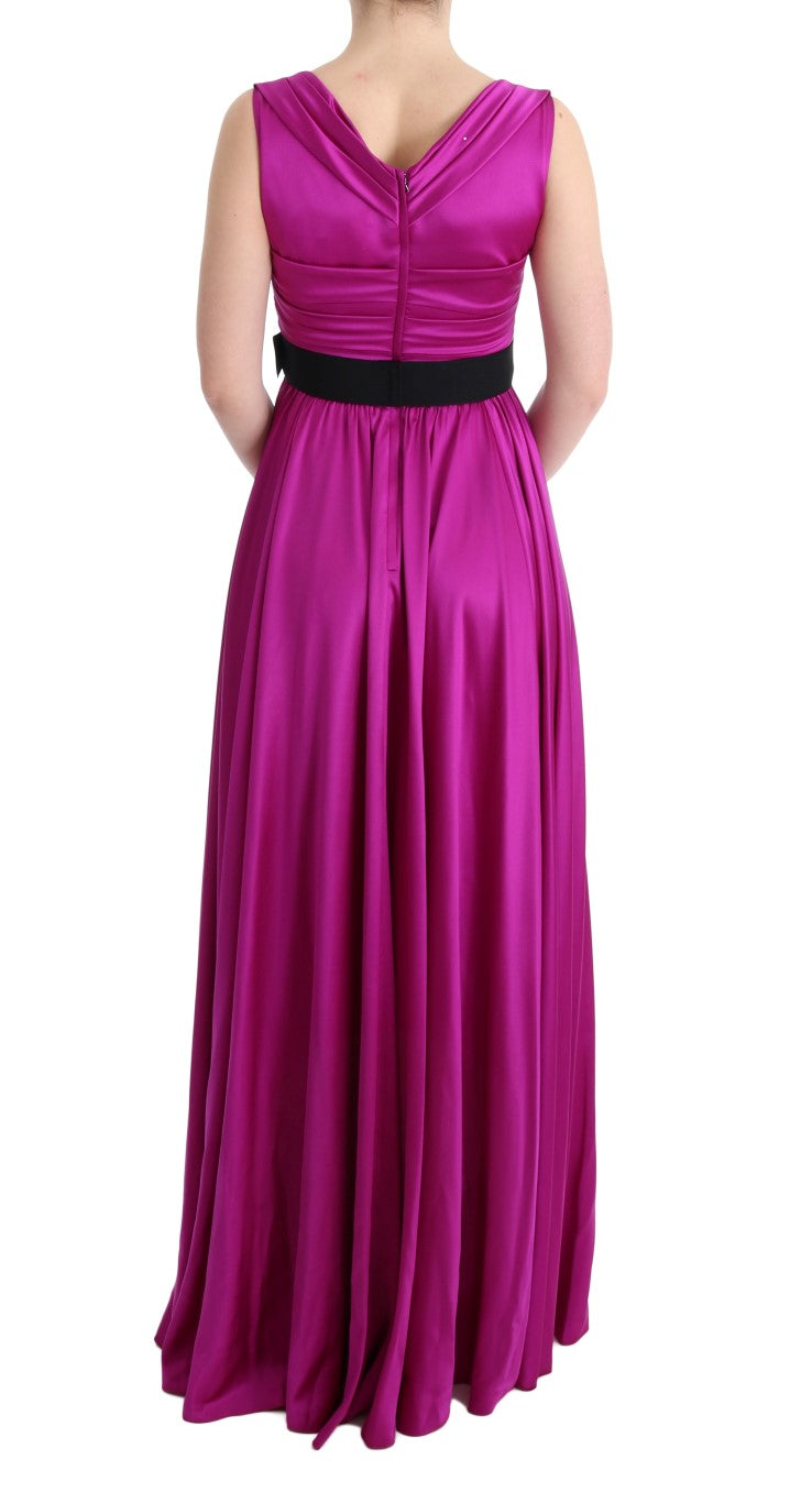 Dolce & Gabbana Langes rosa Seiden-Stretch-Shiftkleid