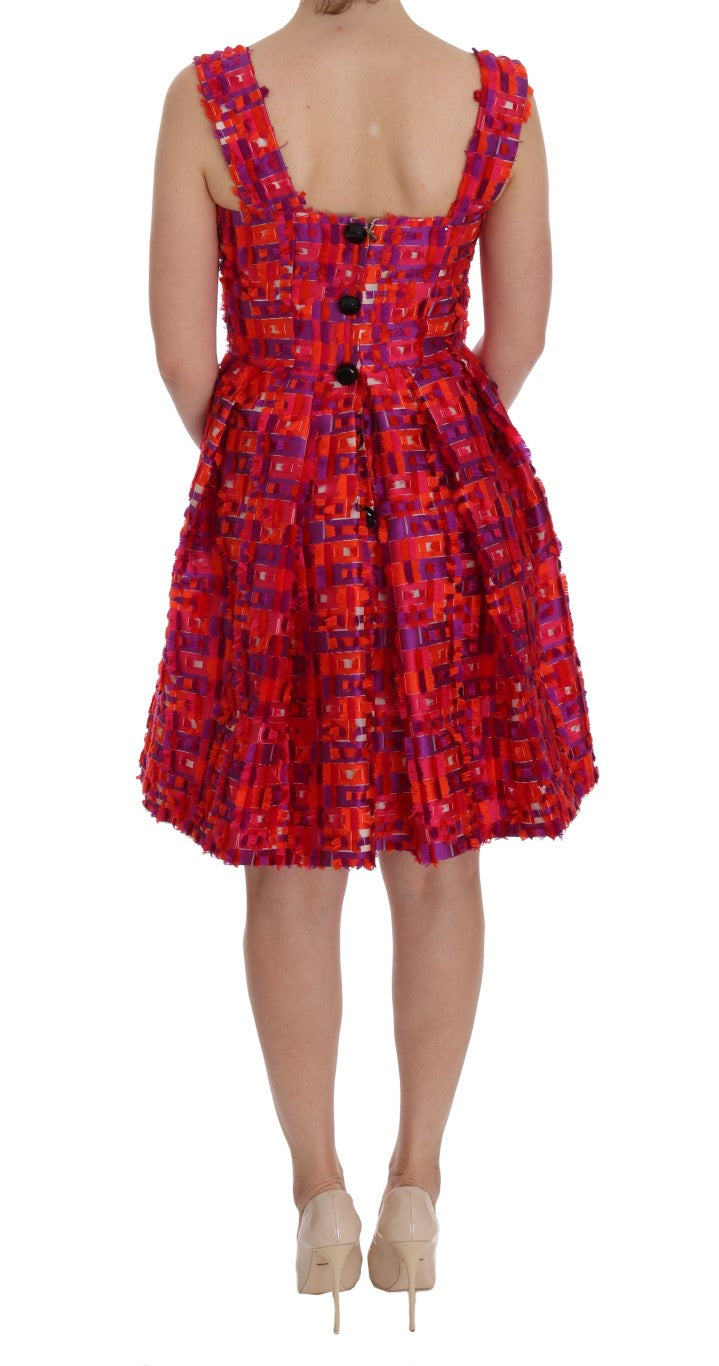 Dolce & Gabbana Rosa gemustertes Kleid in A-Linie über den Knien