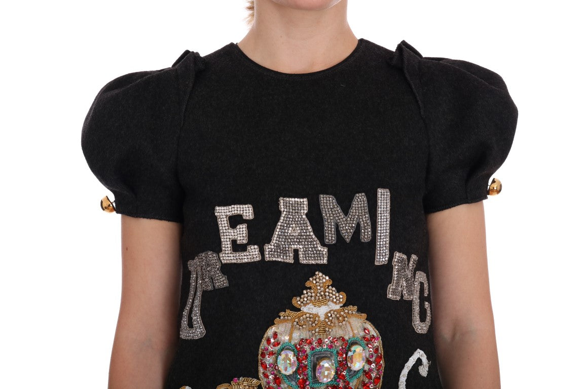 Dolce & Gabbana Graues Kristallkleid "Träume von meinem Prinzen