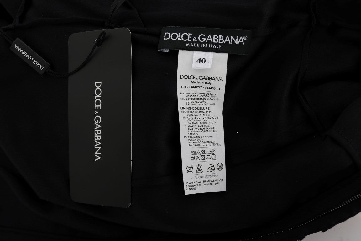 Dolce & Gabbana Schwarzes geblümtes Ricamo Etuikleid