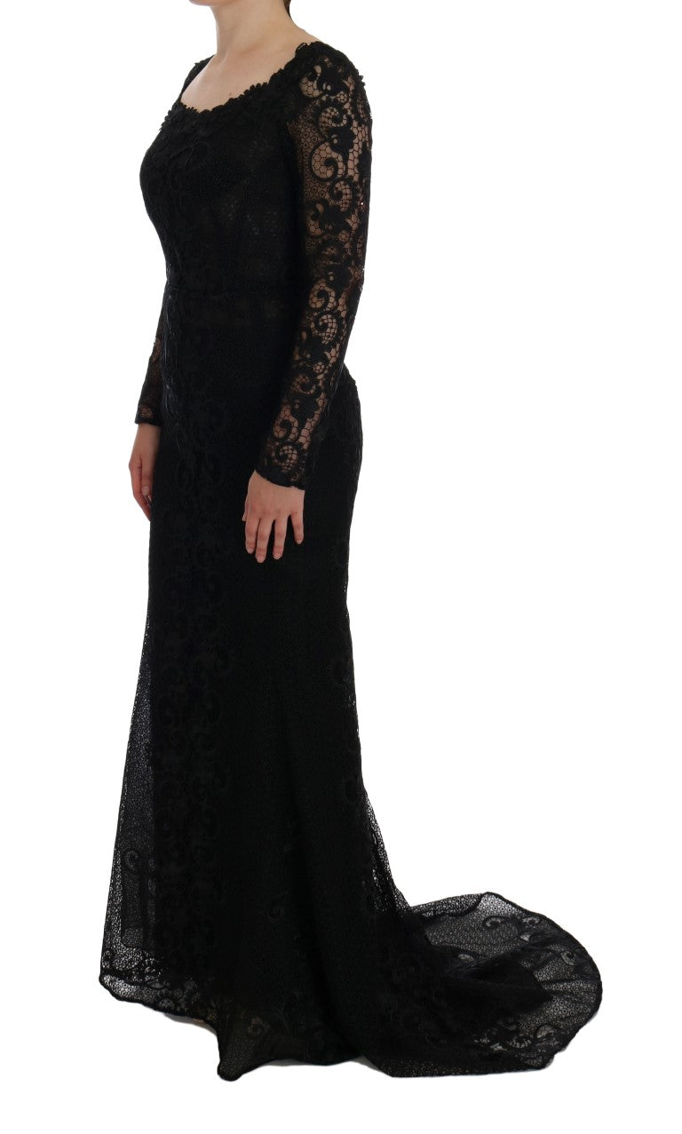 Dolce & Gabbana Schwarzes geblümtes Etuikleid