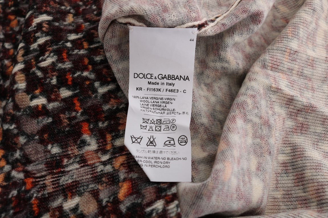 Dolce & Gabbana Mehrfarbig bedrucktes Strick-Top T-Shirt aus Wolle