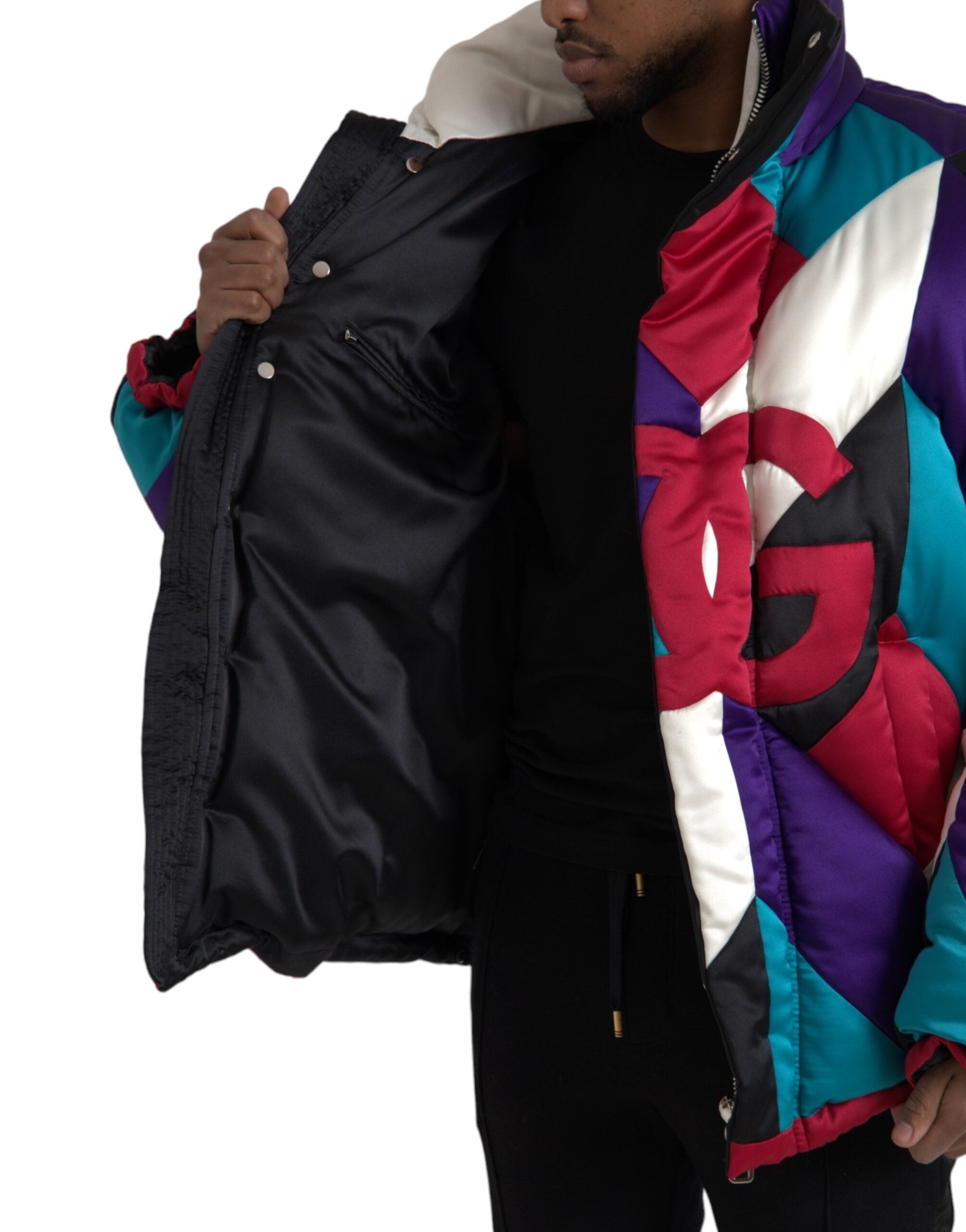 Dolce & Gabbana Mehrfarbige Logo-Windbreaker-Kissenjacke