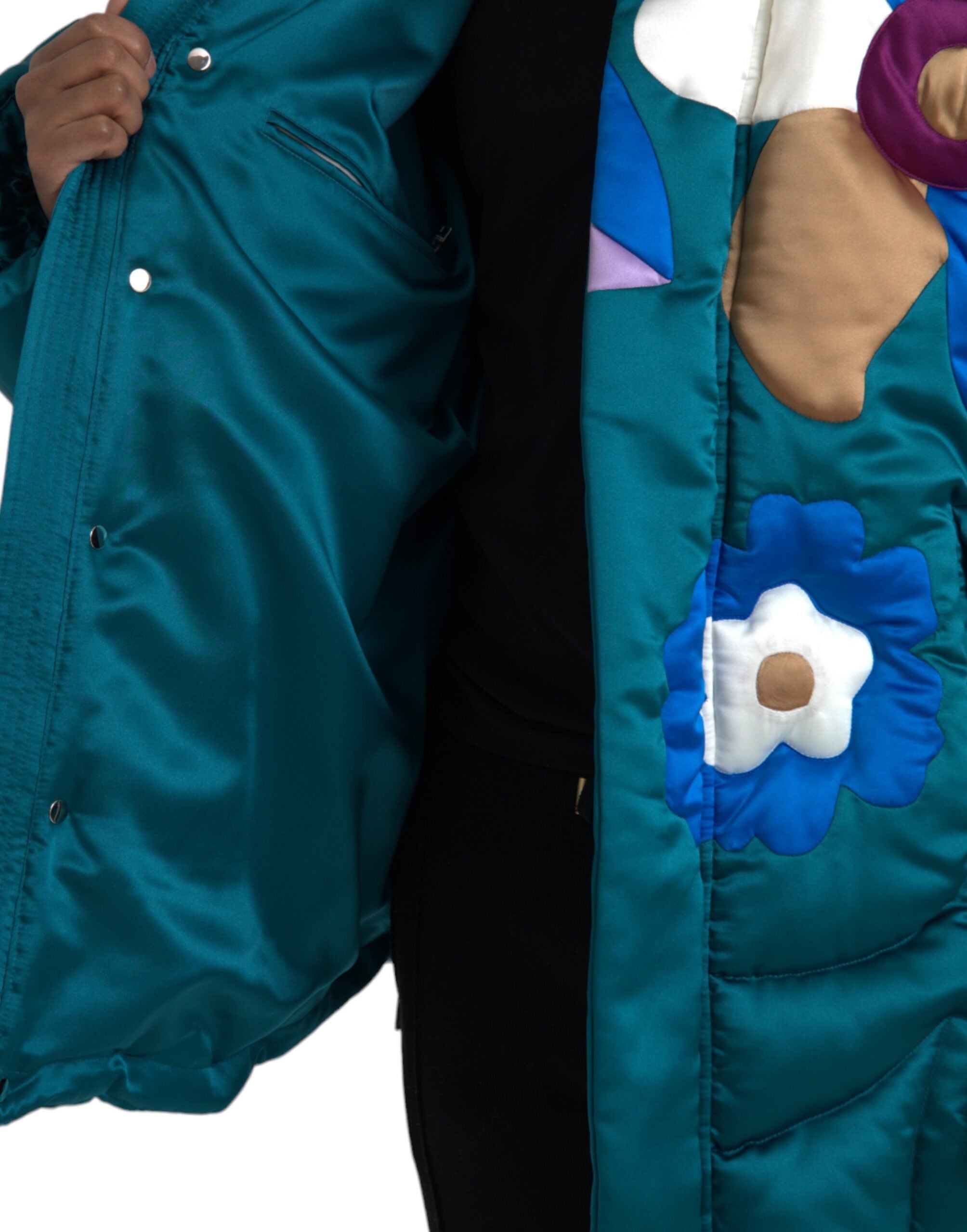 Dolce & Gabbana Multicolor Floral Windbreaker Pufferjacke