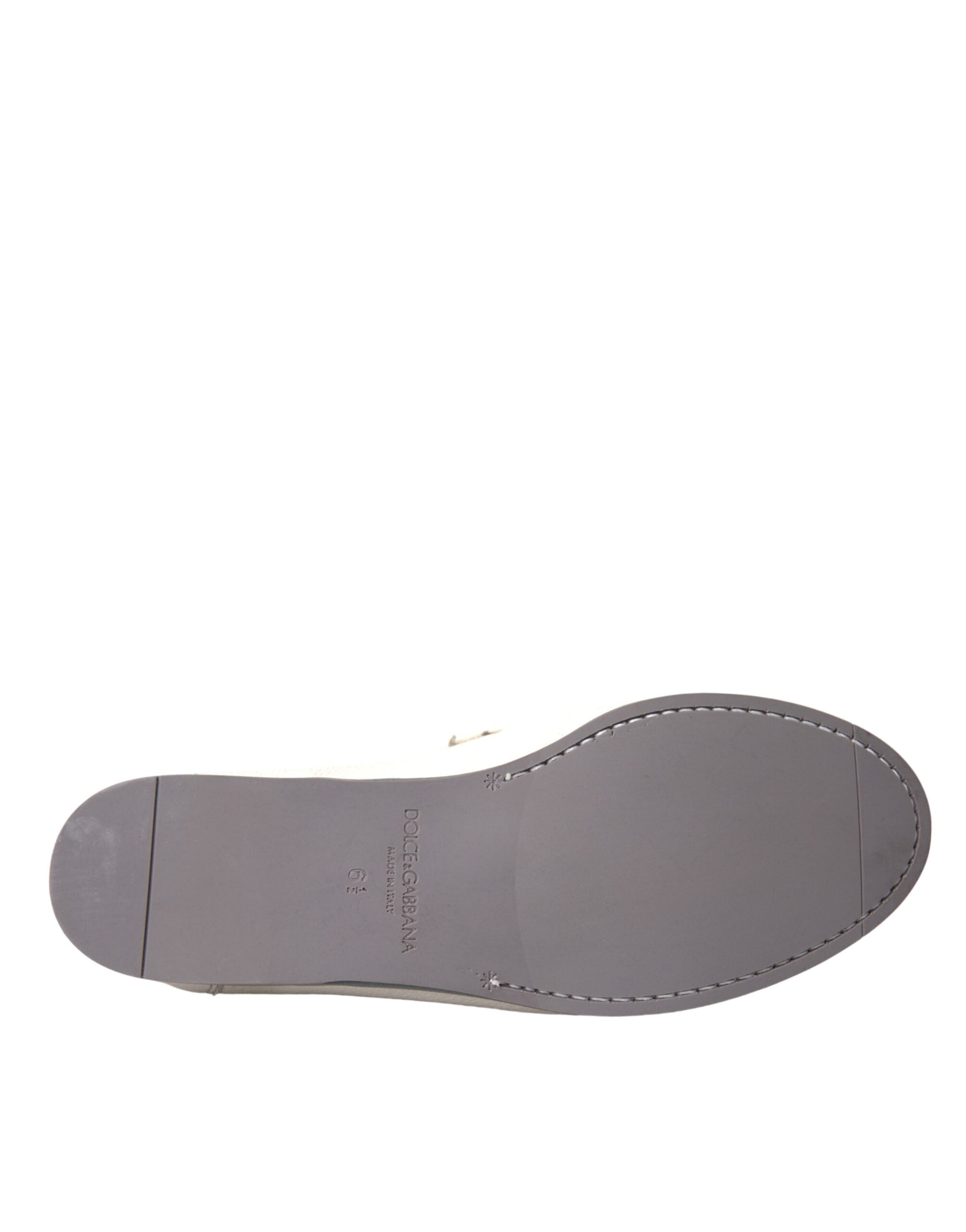 Dolce & Gabbana Weiß Grau Leder Slip Mocassin Schuhe Loafer