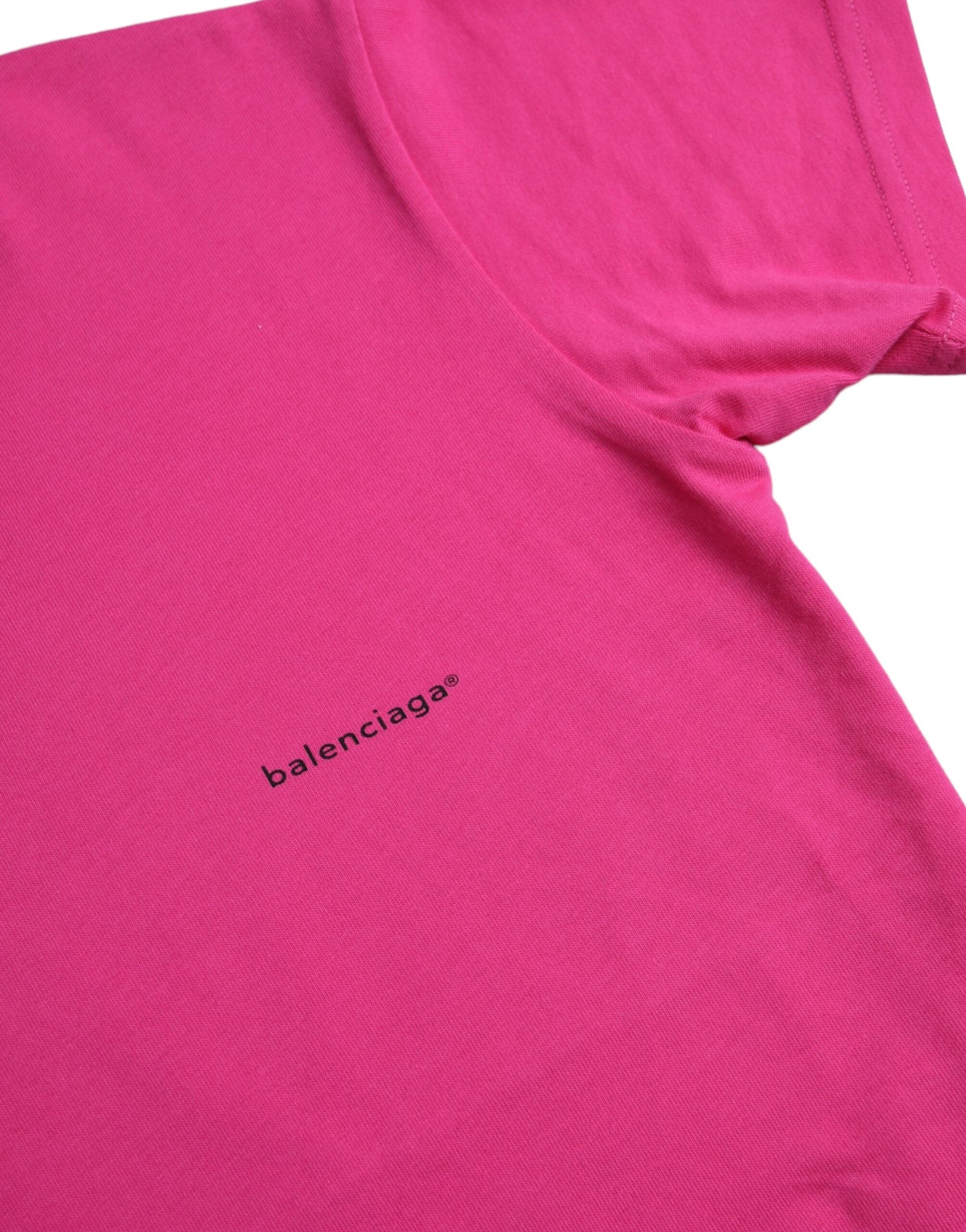 Balenciaga Pinkes Baumwoll-T-Shirt mit Rundhalsausschnitt und kurzen Ärmeln